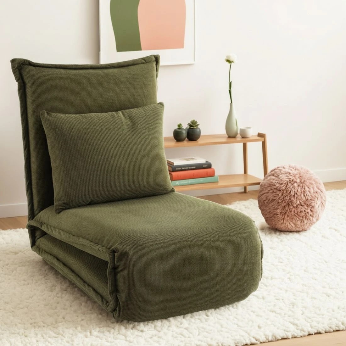 7 Artiss Floor Lounge Sofa Bed Foldable - Green, 7 of 7