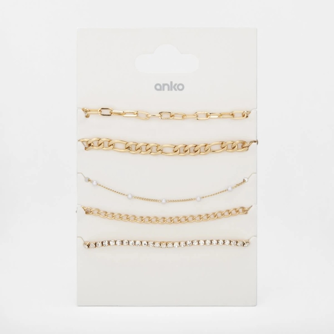 8 5 Pack Chain and Diamante Bracelet - Gold Tone, 8 of 8