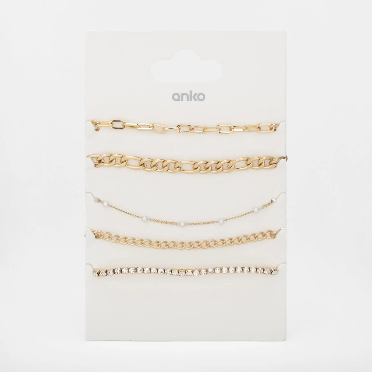 8 5 Pack Chain and Diamante Bracelet - Gold Tone, 8 of 8