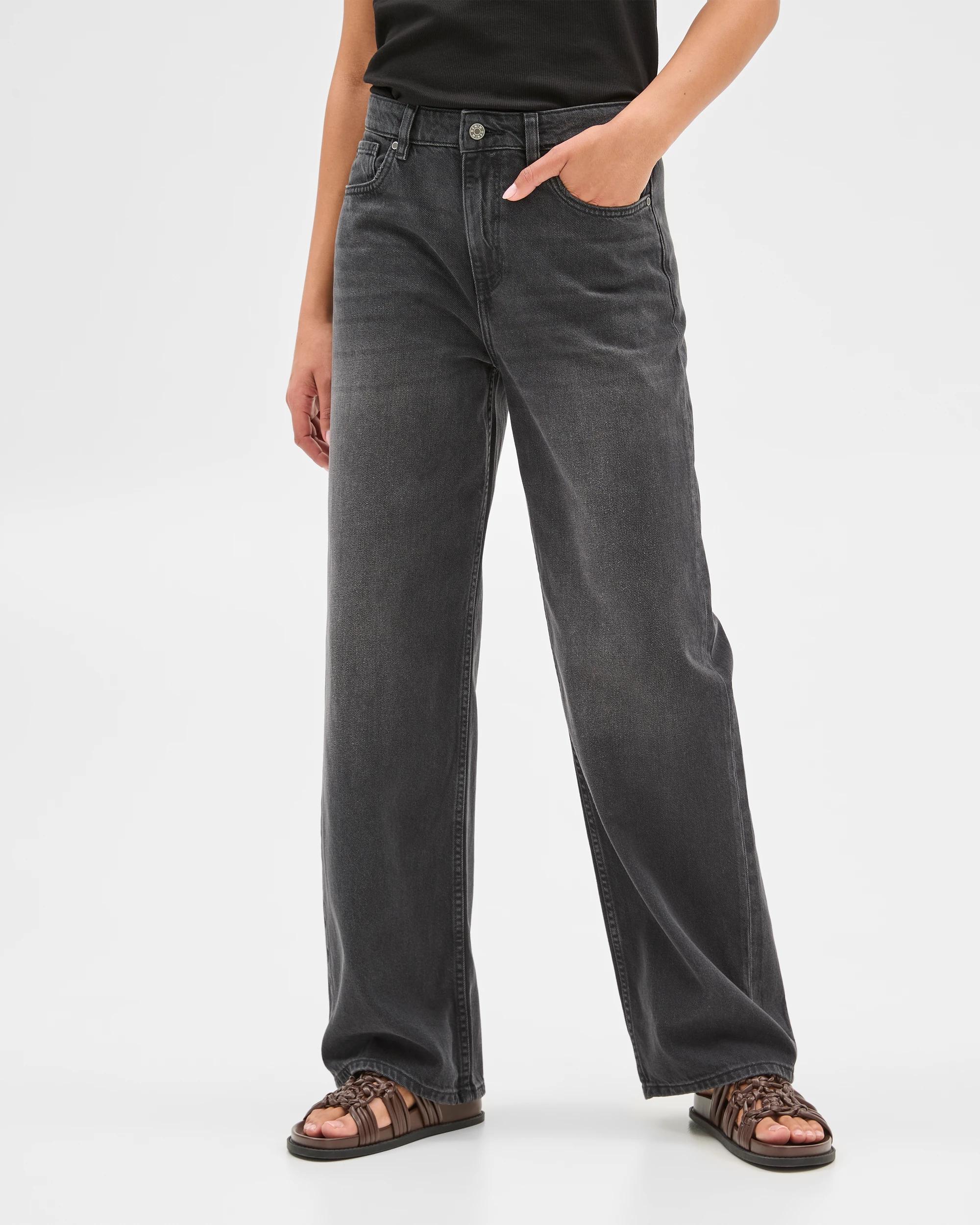 2 Target Mid Rise Full Length Loose Fit Wide Leg Denim Jeans - Imogen WORN BLACK, 2 of 6