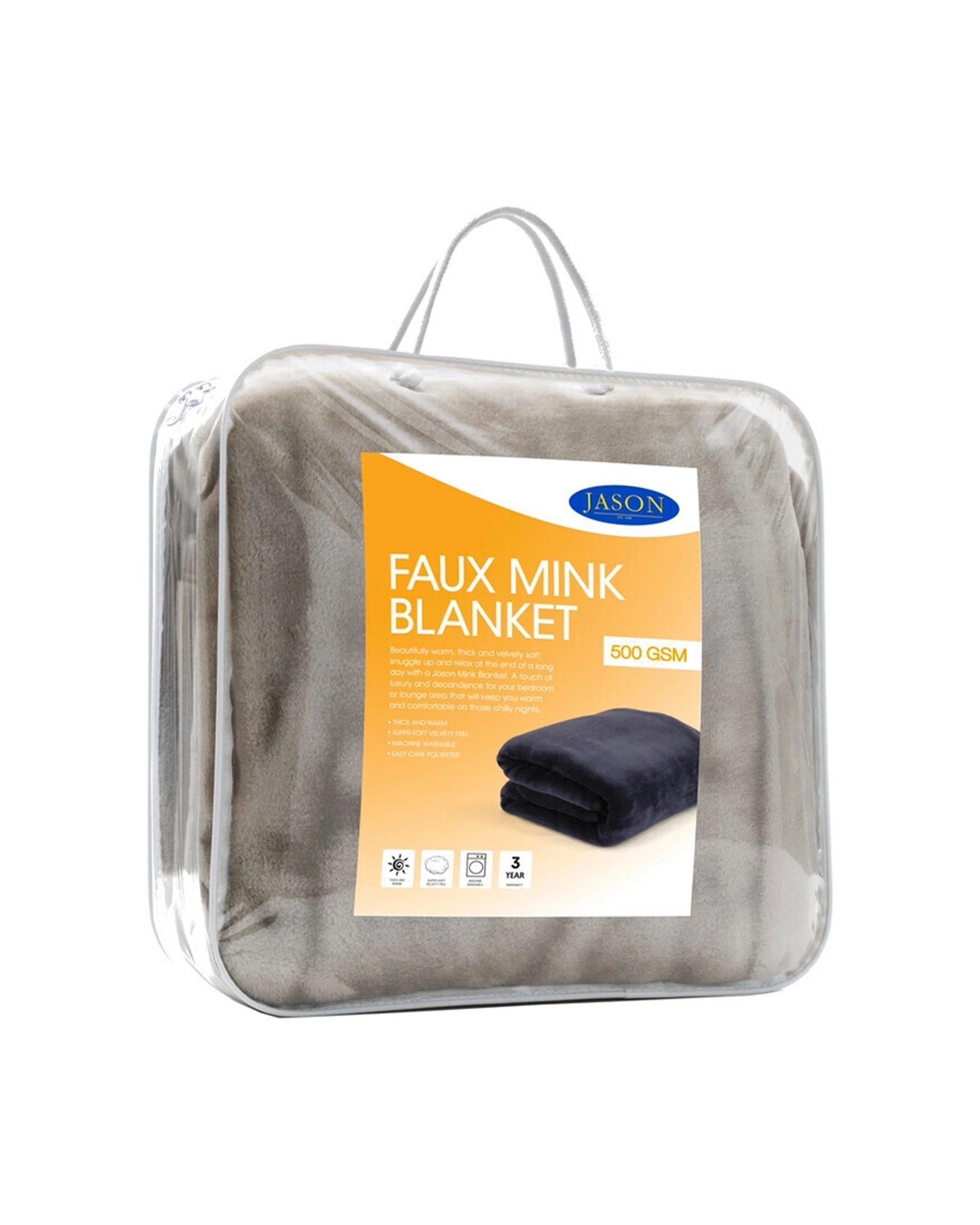 3 Jason 210x220cm Queen Bed Faux Mink Blanket Velvety Soft Plush 500gsm Linen
 - Natural, 3 of 3