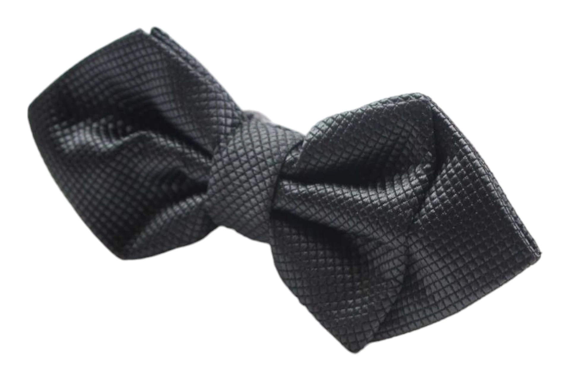 4 Zasel Mens Gunmetal Diamond Shaped Checkered Bow Tie - Silver, 4 of 4