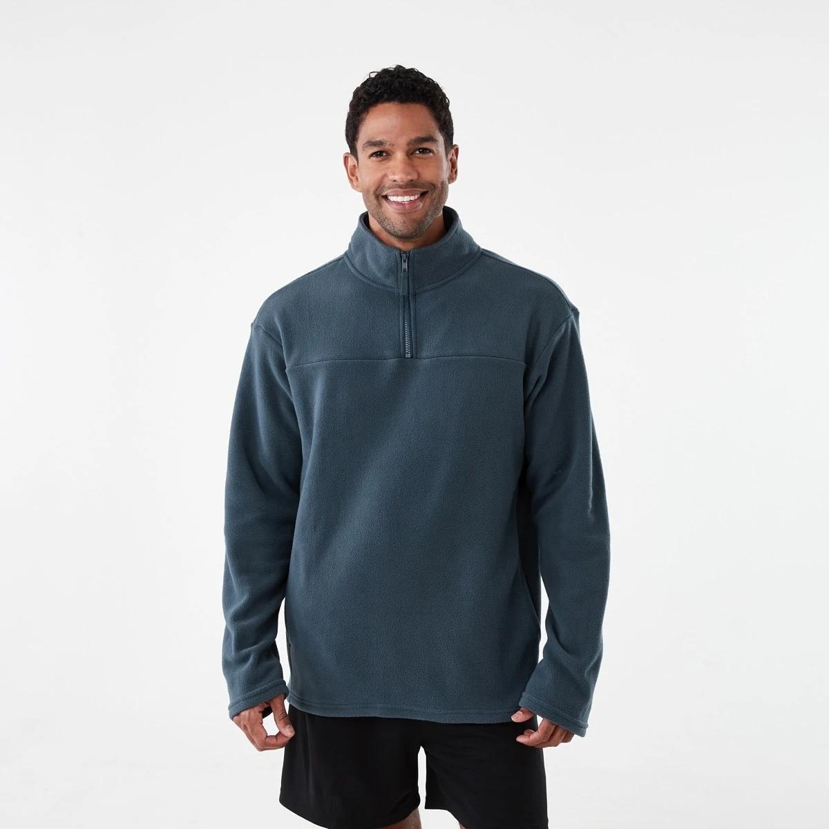 1 Active Mens Polar Fleece Quarter Zip Long Sleeve Navy W25, 1 of 6