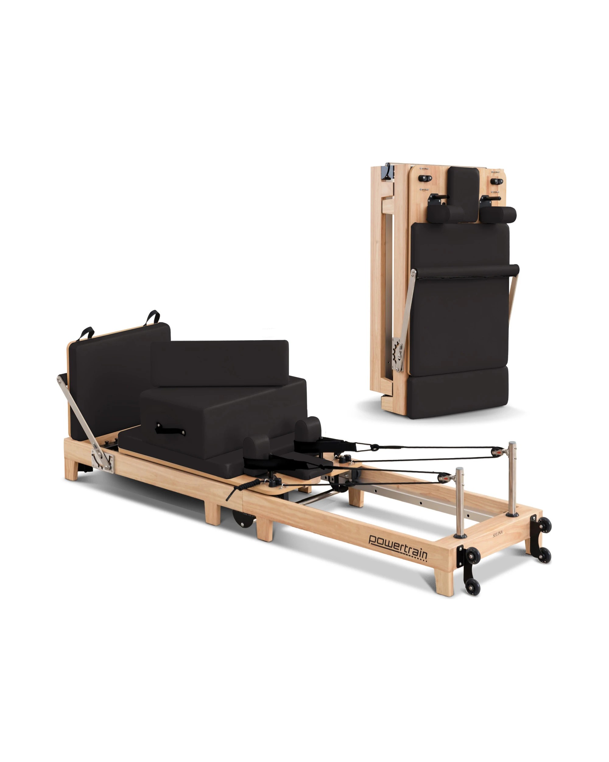 1 Powertrain Selina Pilates Reformer Machine Wooden Folding Multifunctional Home Gym, 1 of 9