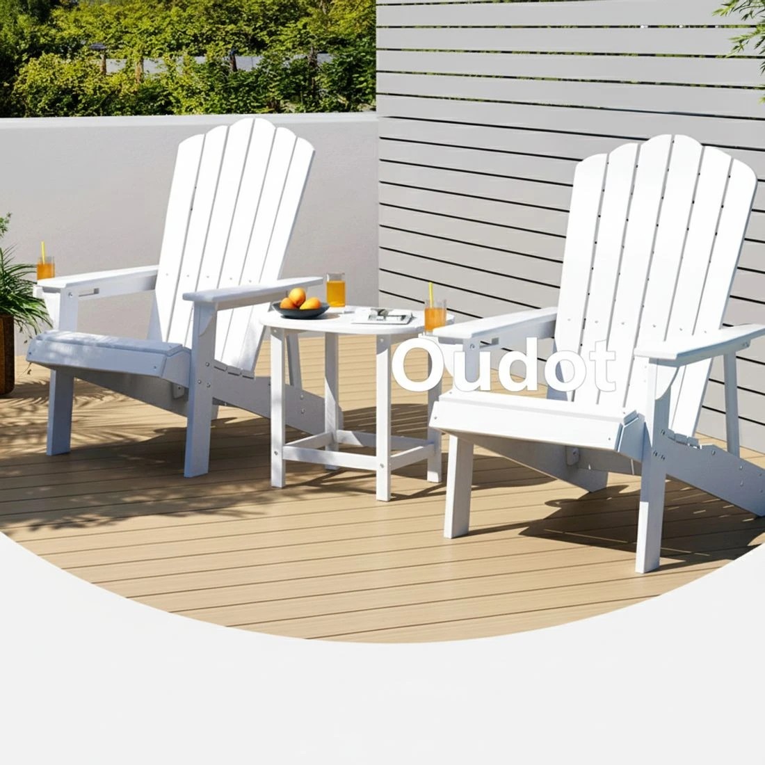 5 Gardeon Outdoor Table and Chairs HDPE Adirondack Beach Chair Sun Lounge Patio Furniture - White, 5 of 7