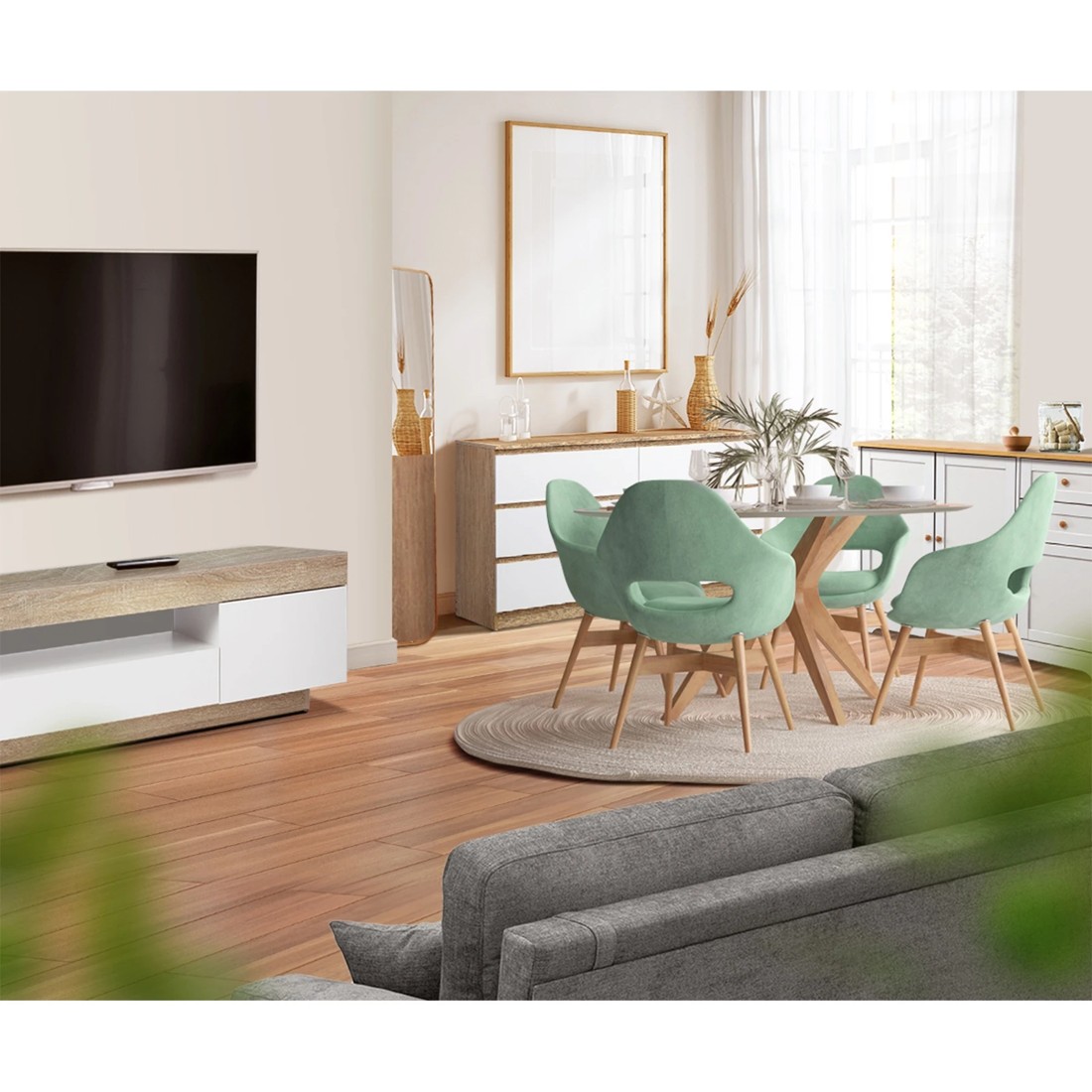 5 Oikiture Buffet Sideboard Storage Cabinet Cupboard
 - White, 5 of 10