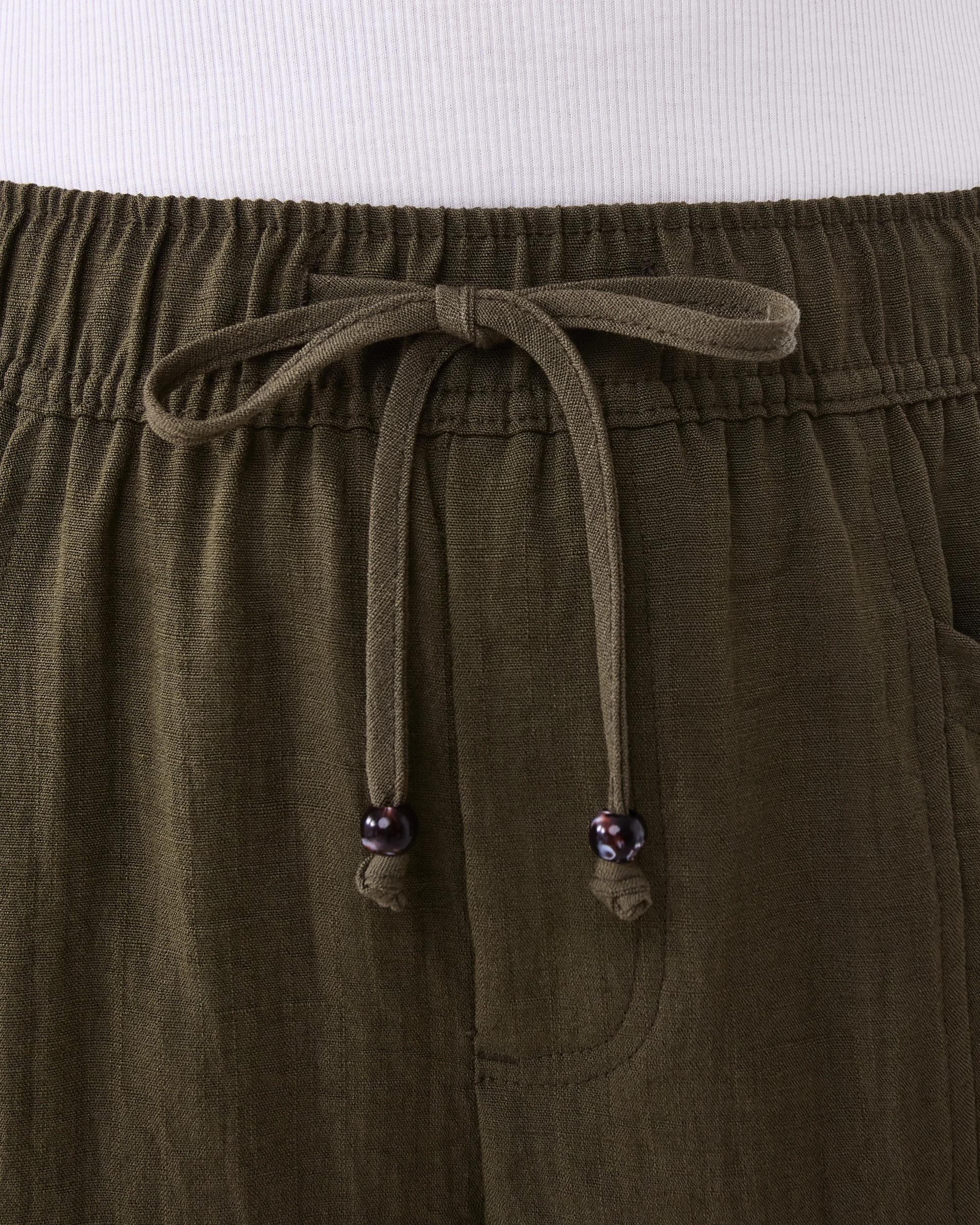 4 Tie Waist Patch Pocket Pants Deep Olive, 4 of 5