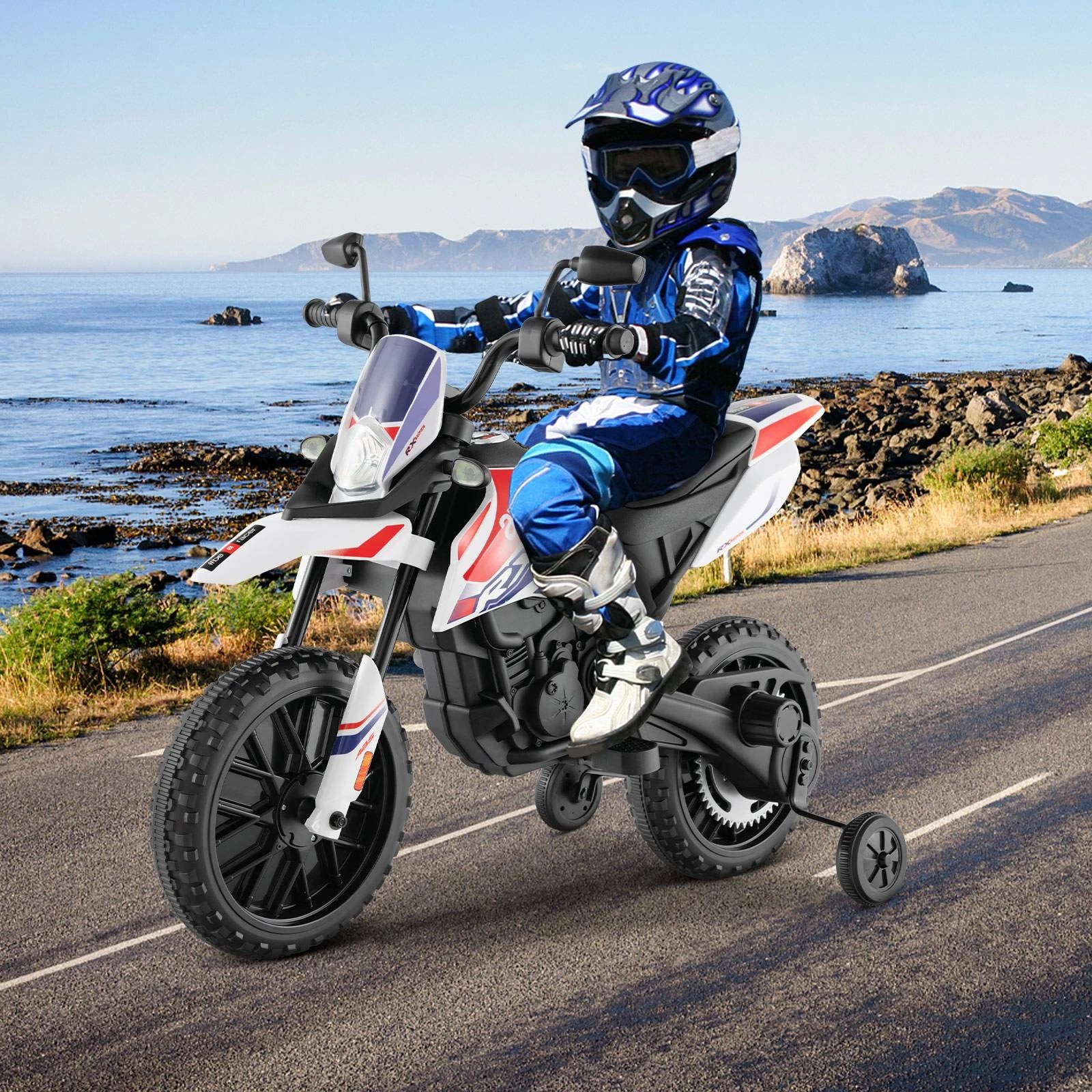 2 Costway Ride On Motorcycle Aprilia Licensed Electric Motorbike - White, 2 of 2