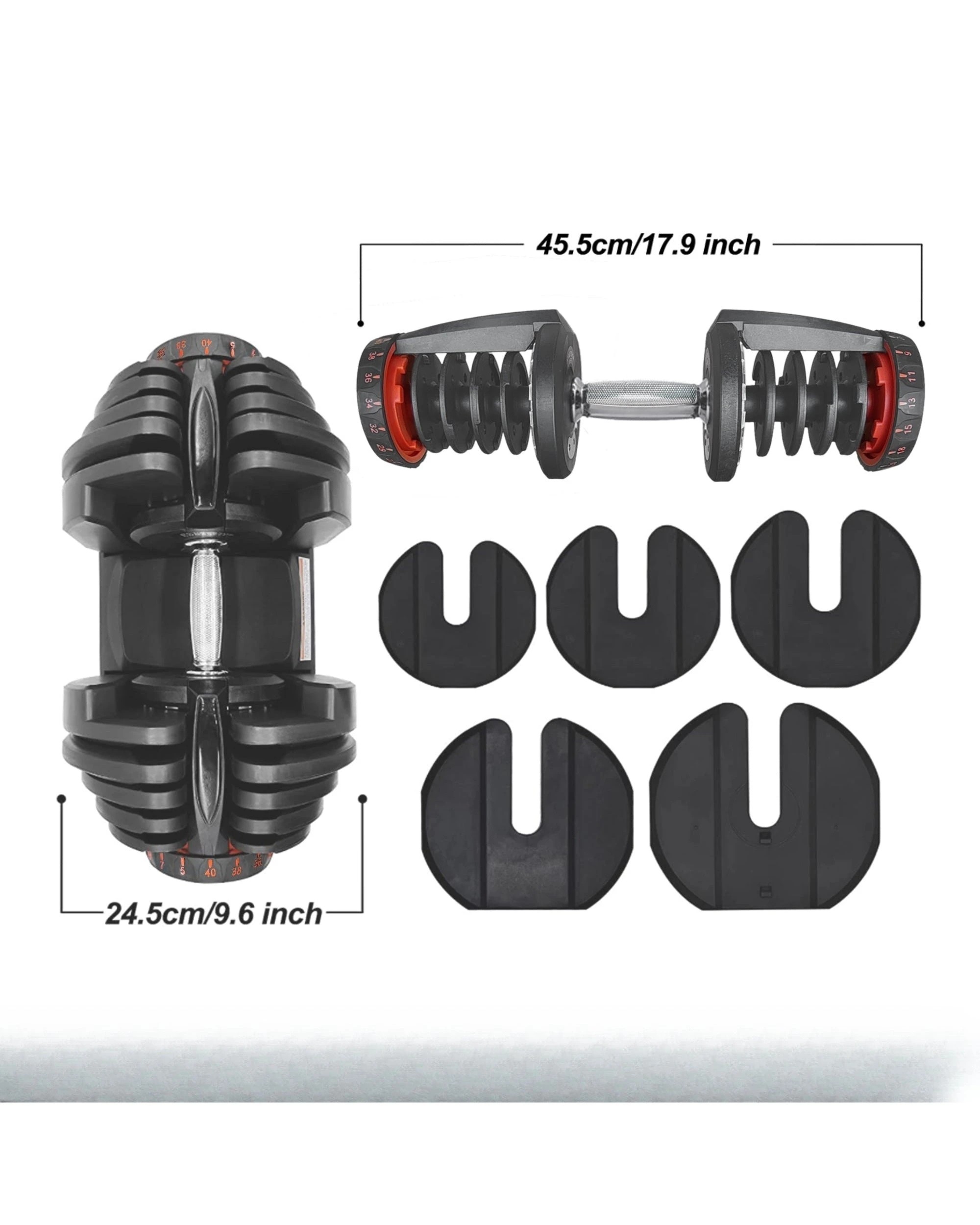 5 Fitness Master 80kg Adjustable Dumbbell Set Home Gym Exercise Equipment Weight 17 Weights 2x 40kg, 5 of 10