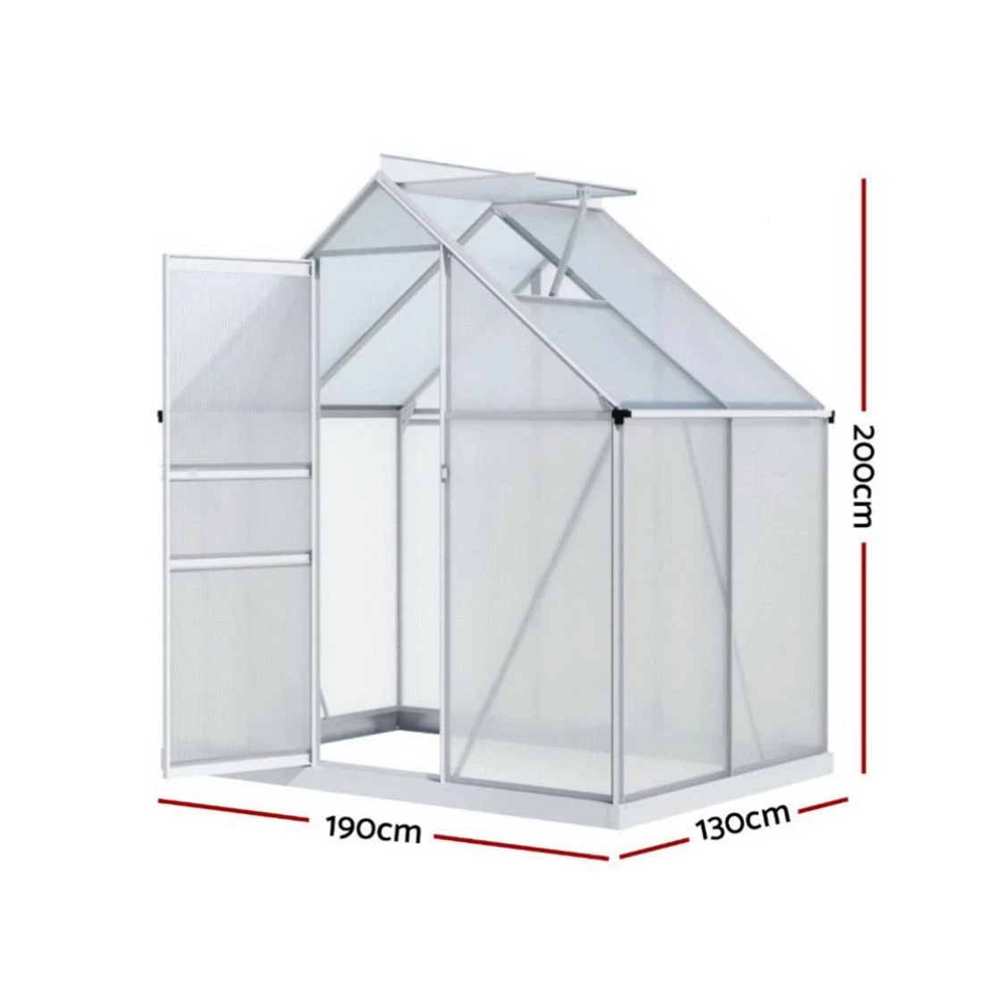 2 Green Fingers Greenhouse Aluminium Polycarbonate Premium Garden Storage Shed - Clear, 2 of 6