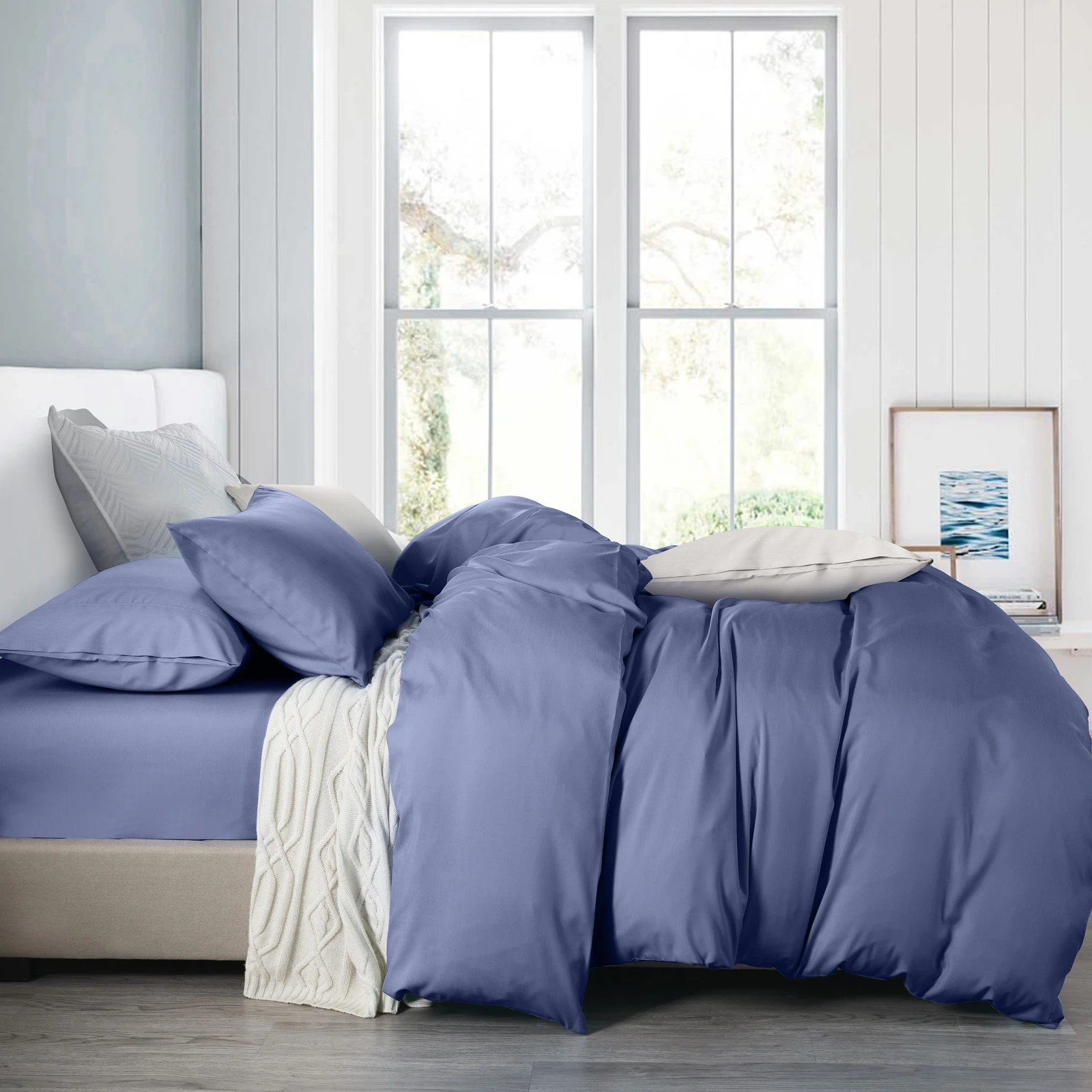 2 Royal Comfort 2000TC Quilt Cover Set Bamboo Cooling Hypoallergenic Breathable - Queen Bed - Blue, 2 of 5