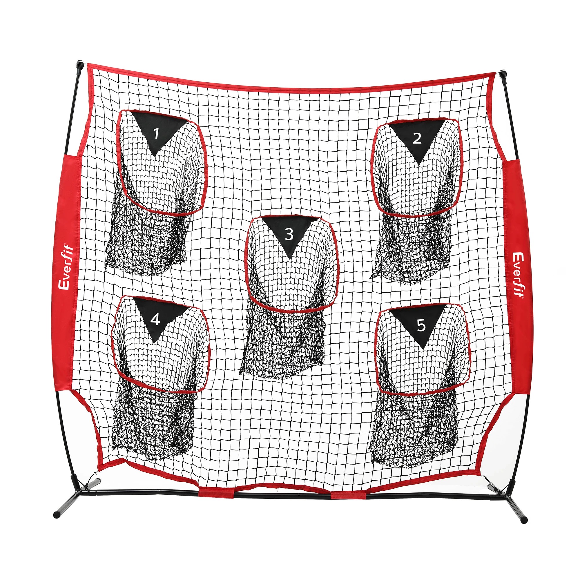 4 Everfit Football Training Net 5 Target Portable Soccer Goal Nets Rebounder - Red, 4 of 8