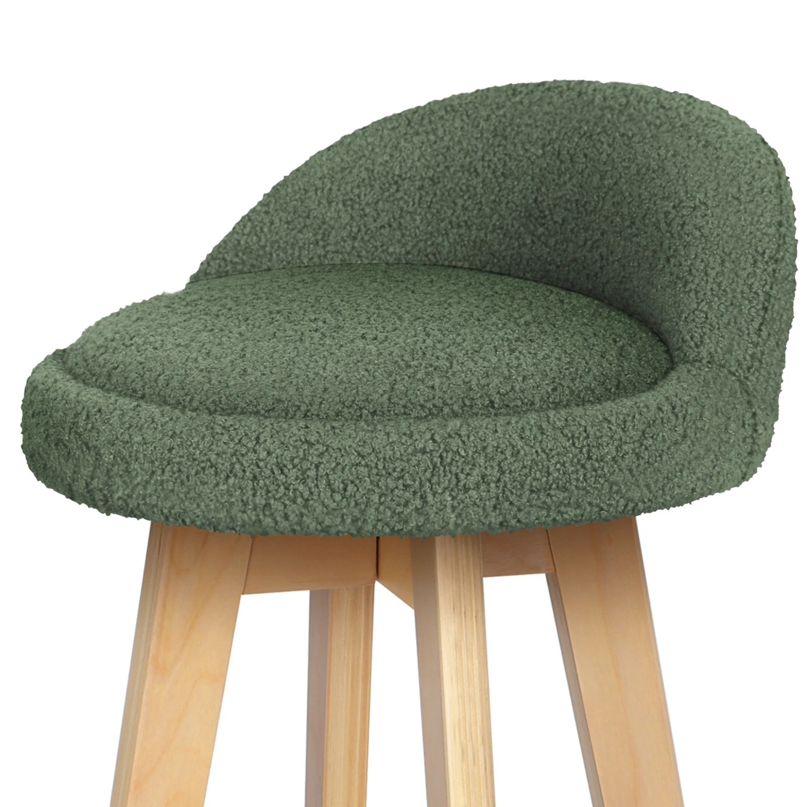 4 Alfordson 2x Kitchen Bar Stools Liam Wooden Swivel Bar Stool Chairs Boucle - Green, 4 of 10