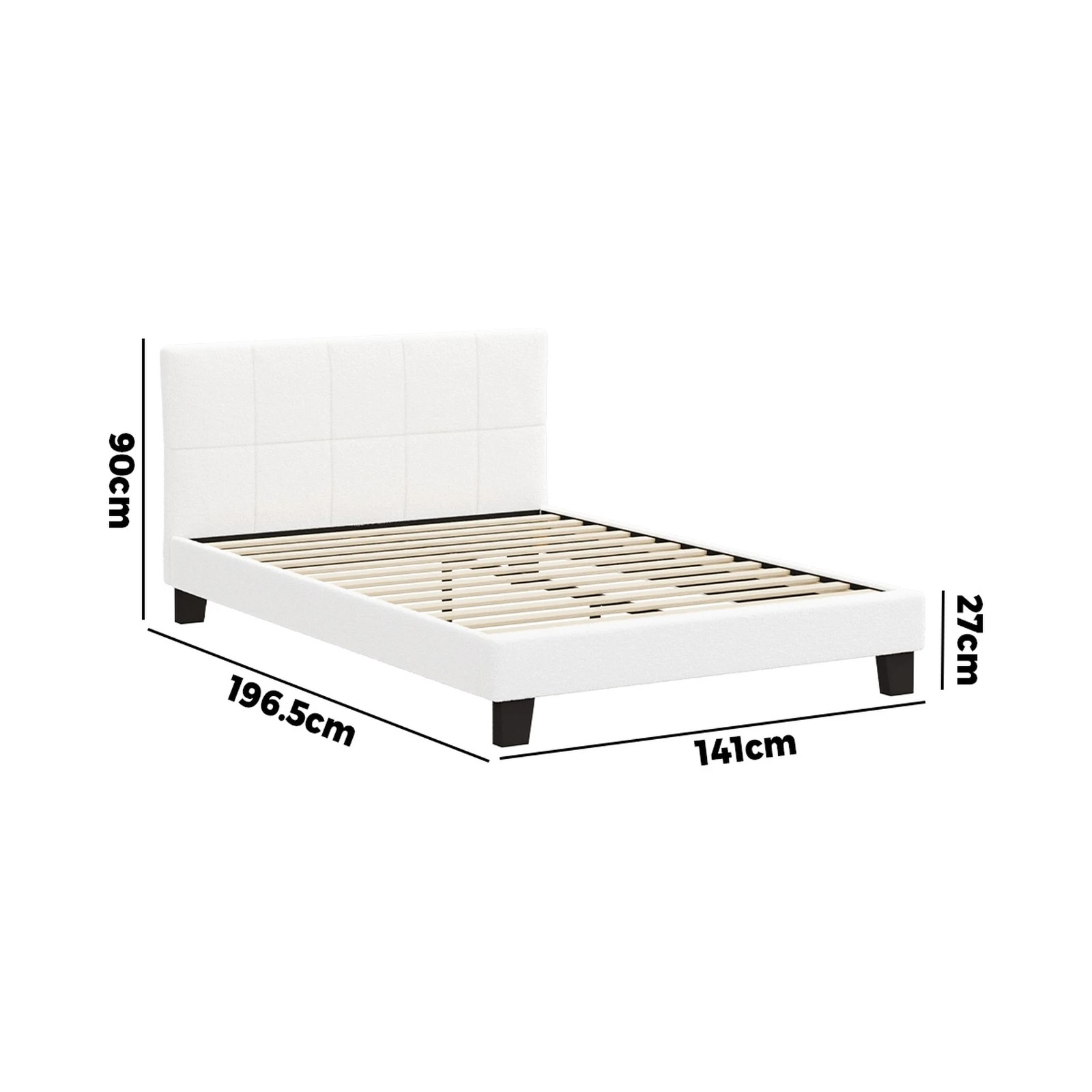 10 Oikiture Bed Frame Double Size Base White Boucle Tofu
 - White, 10 of 10
