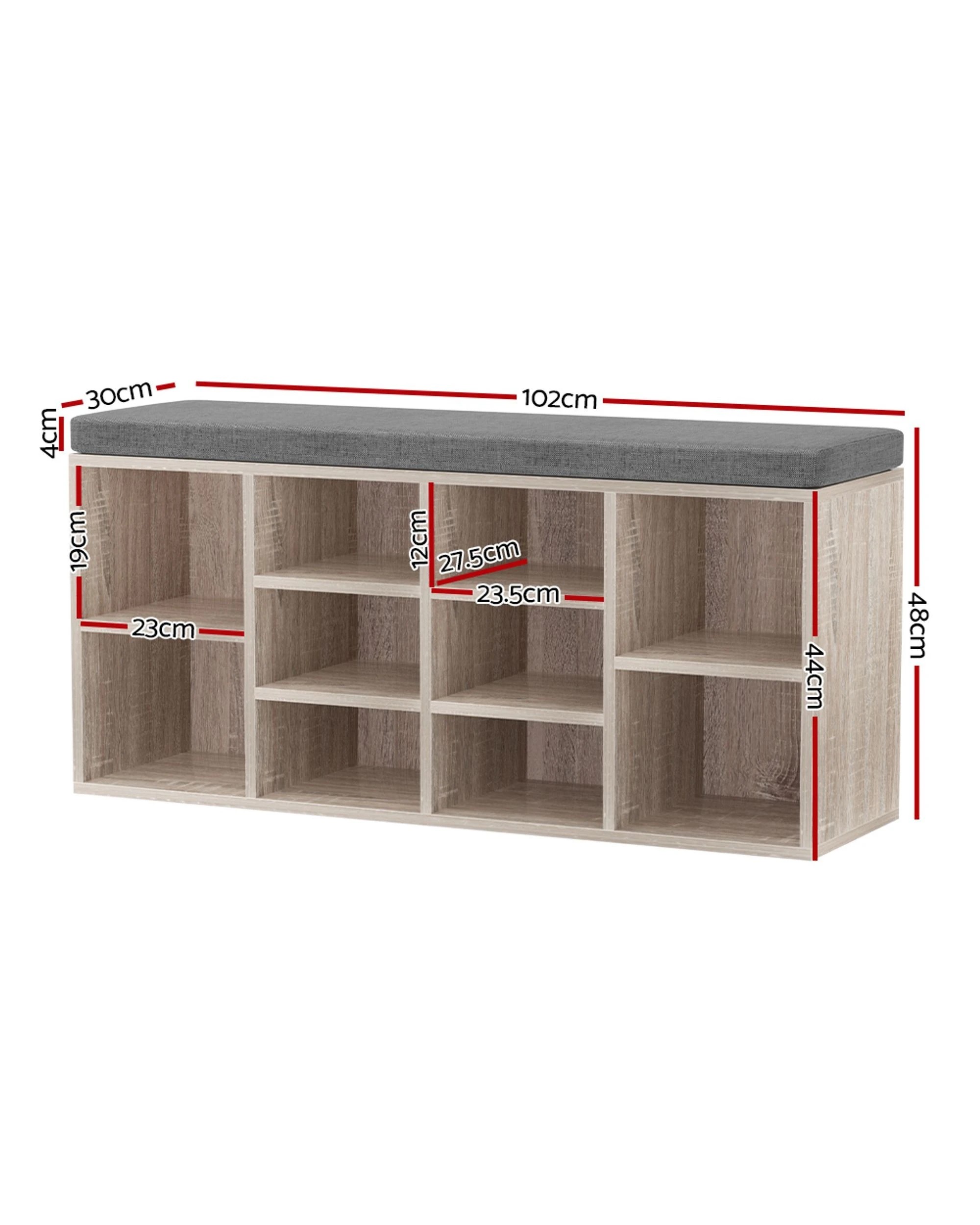 3 Artiss Shoe Rack Cabinet Shoe Bench Fabric Seat
 - Brown, 3 of 3