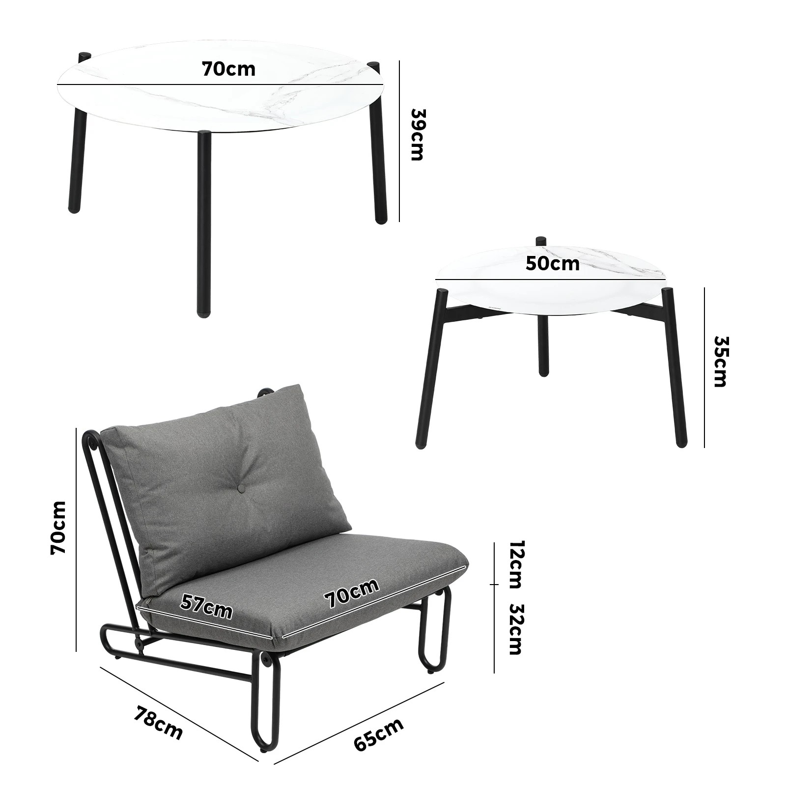 2 Livsip Outdoor Sofa Set 8 Piece Garden Patio Lounge Setting Table Chairs - Grey, 2 of 9