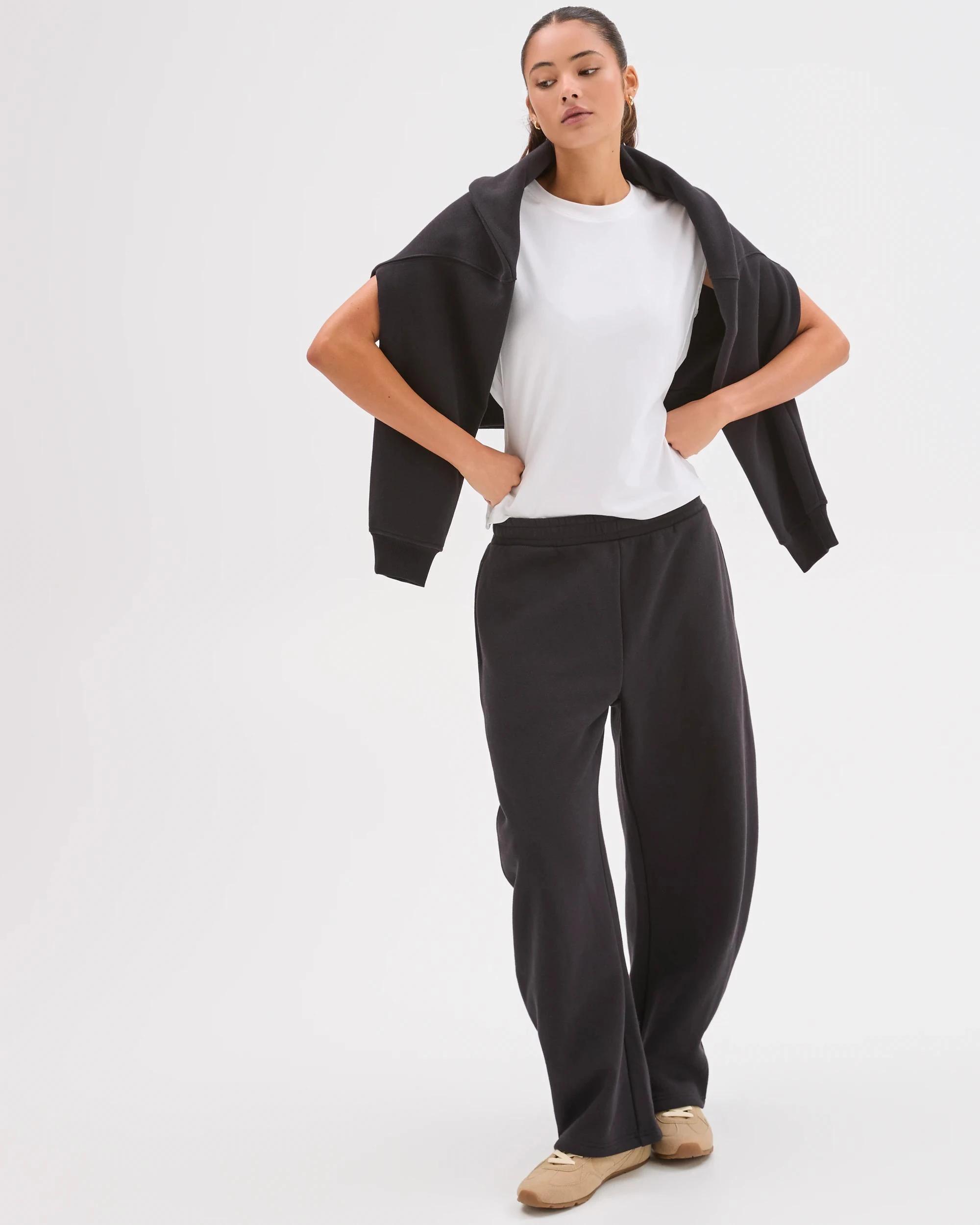 4 Lily Loves Australian Cotton Blend Bow Leg Trackpants BLACK, 4 of 7