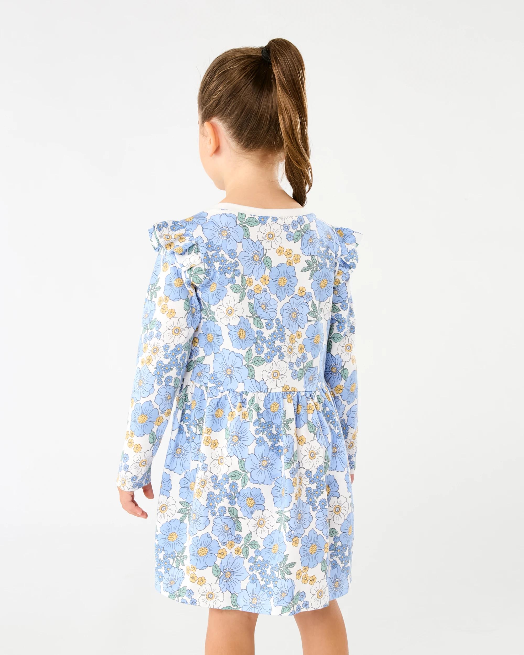 2 Long Sleeve Jersey Dress Wht Floral, 2 of 7
