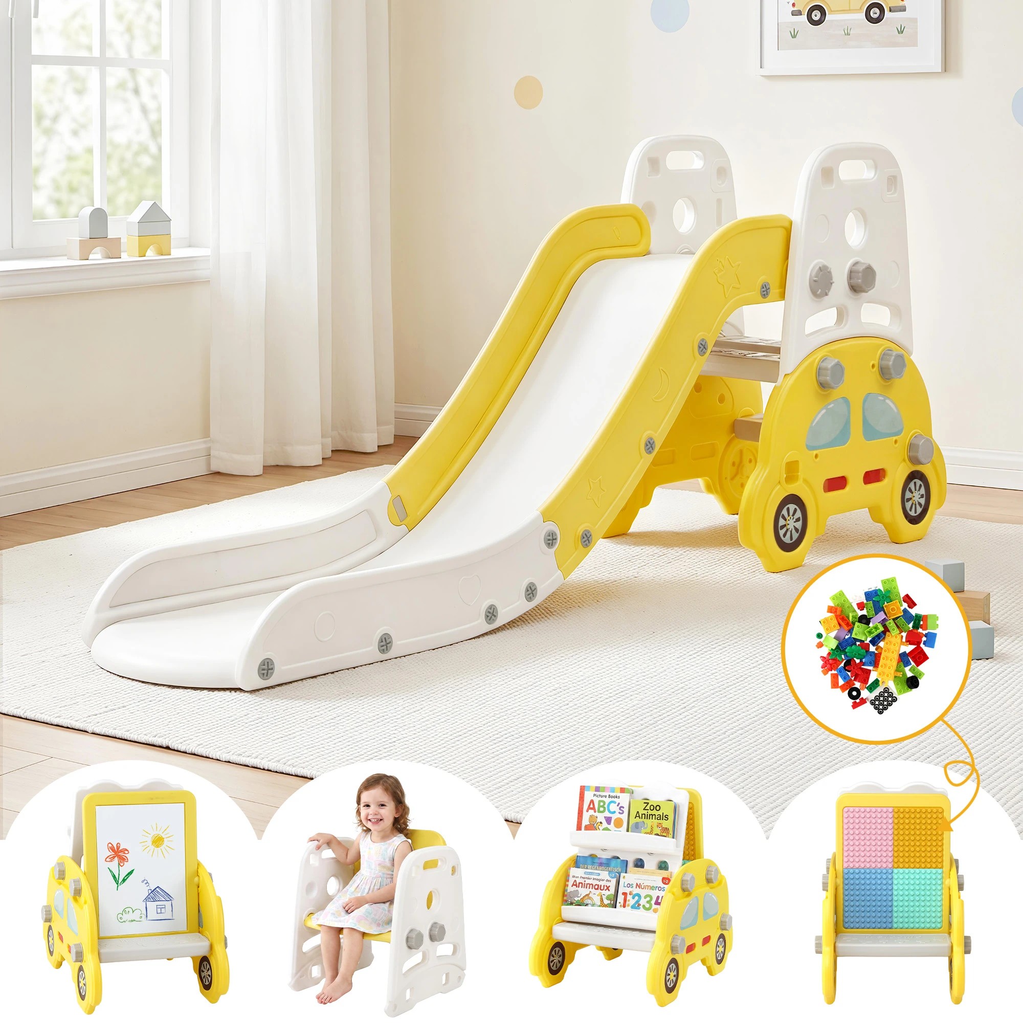 2 Keezi Kids Slide Set Toddler Playset - Yellow, 2 of 8