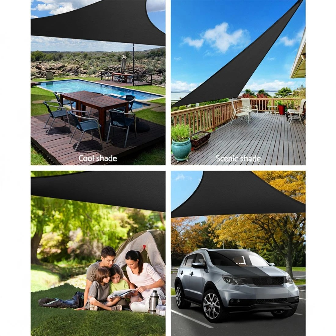 4 Instahut Shade Sail 5x5x5m Triangle 280GSM 98%   Shade Cloth - Black, 4 of 6