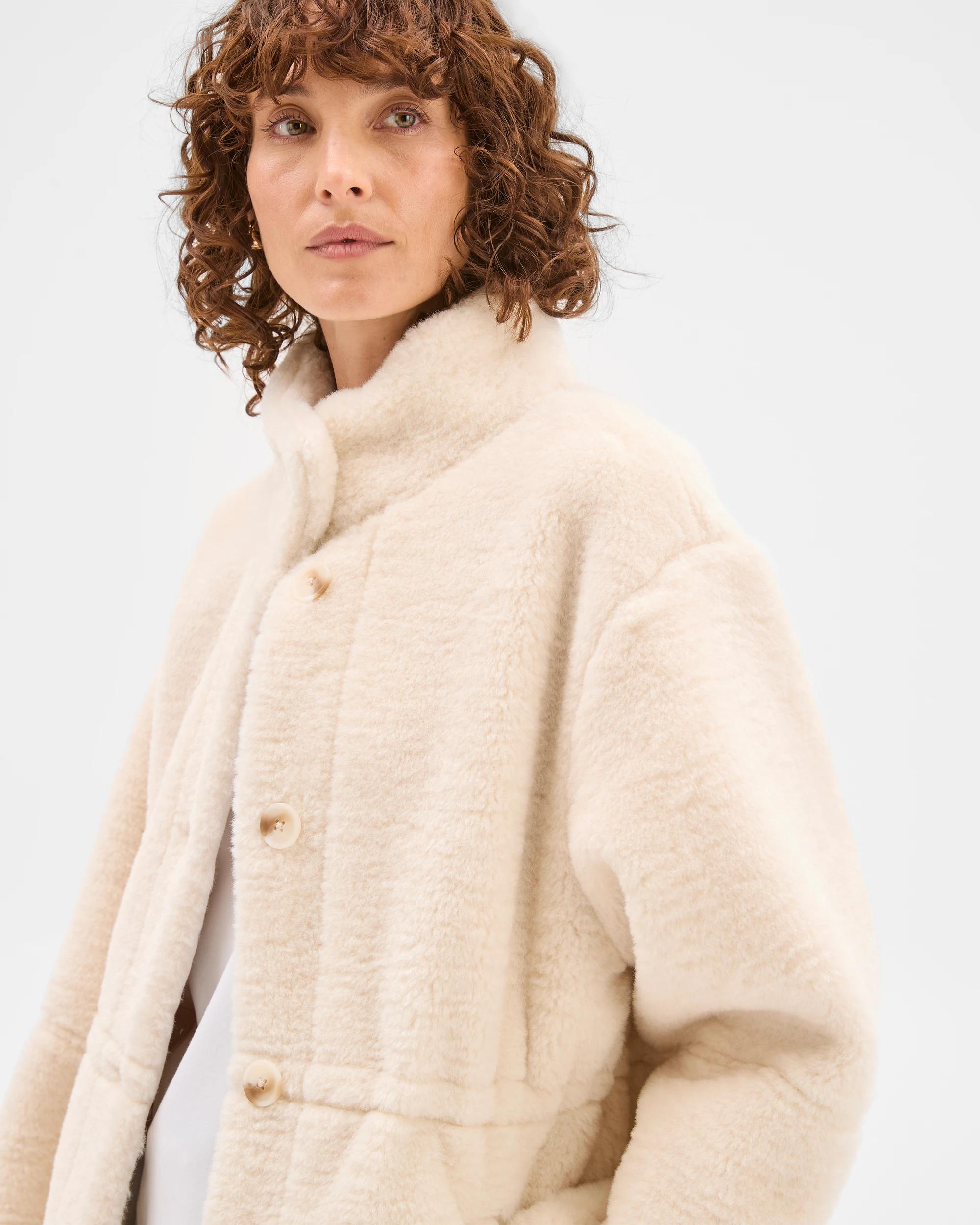 4 Target Woman Long Sleeve Shearling Coat CREAM, 4 of 8