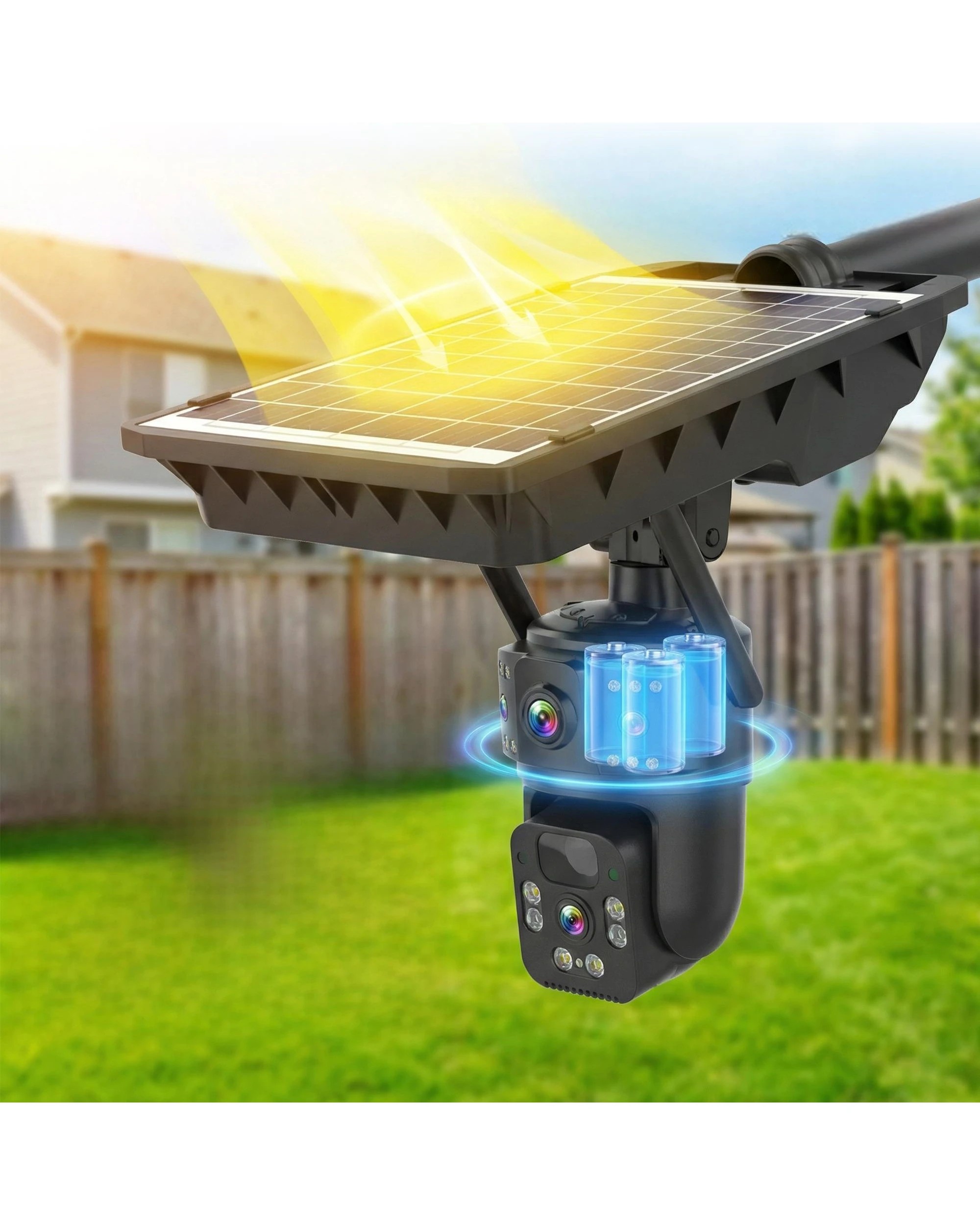 2 Advwin Solar Street Light with Dual Lens Security Camera - Black, 2 of 8