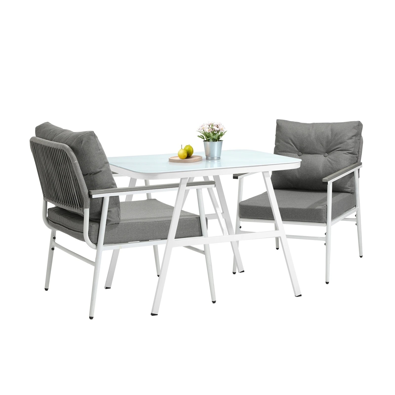 1 Livsip Outdoor Dining Set Garden Furniture Setting Marble-style Table 3 Piece - Multi, 1 of 9