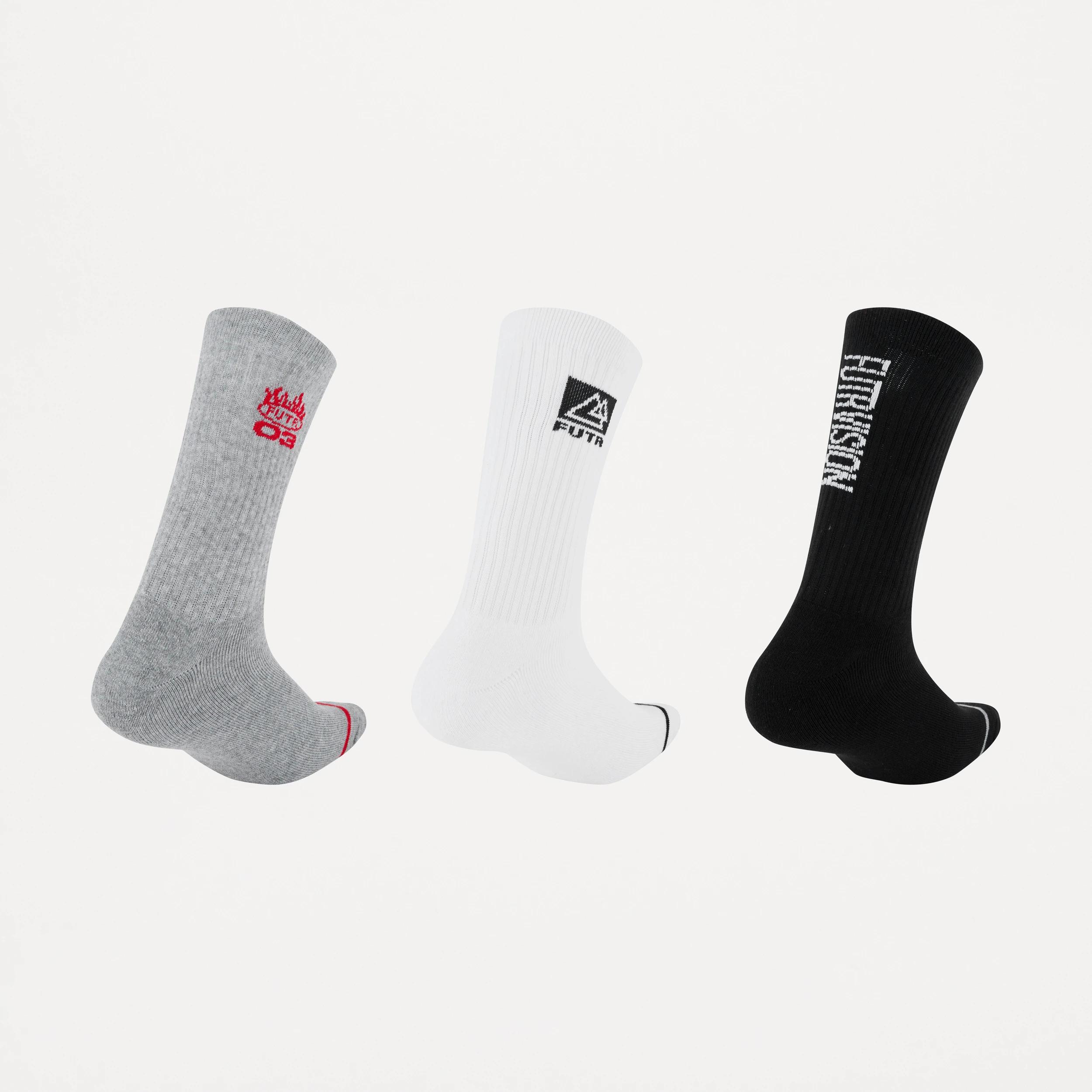2 3 Pack Ribbed Crew Socks Multi Futr, 2 of 3
