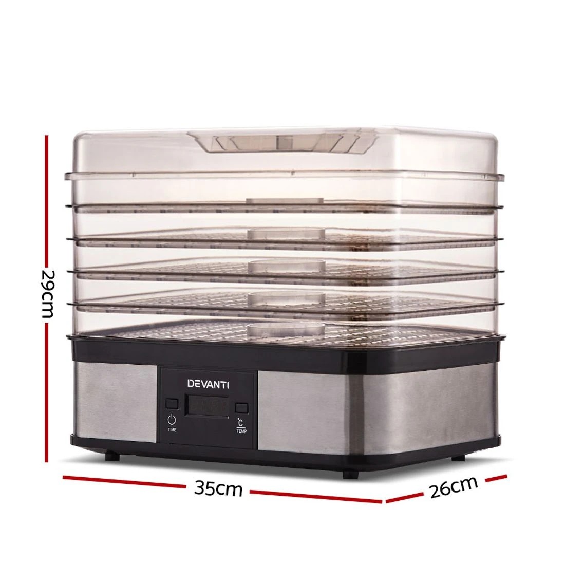 2 Devanti 5 Trays Food Dehydrator - Silver, 2 of 7