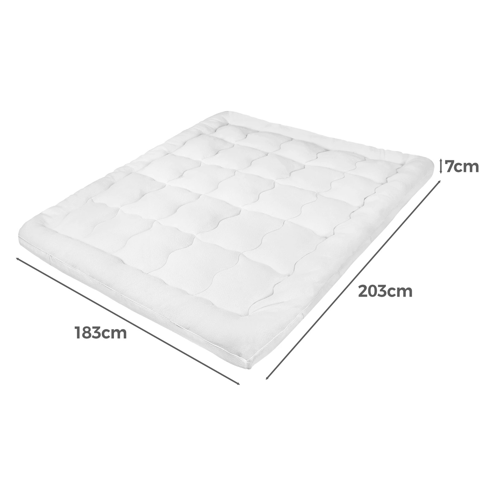 2 Starry Eucalypt Mattress Topper Bamboo Pillowtop Protector Pad 7cm - King Bed - White, 2 of 5