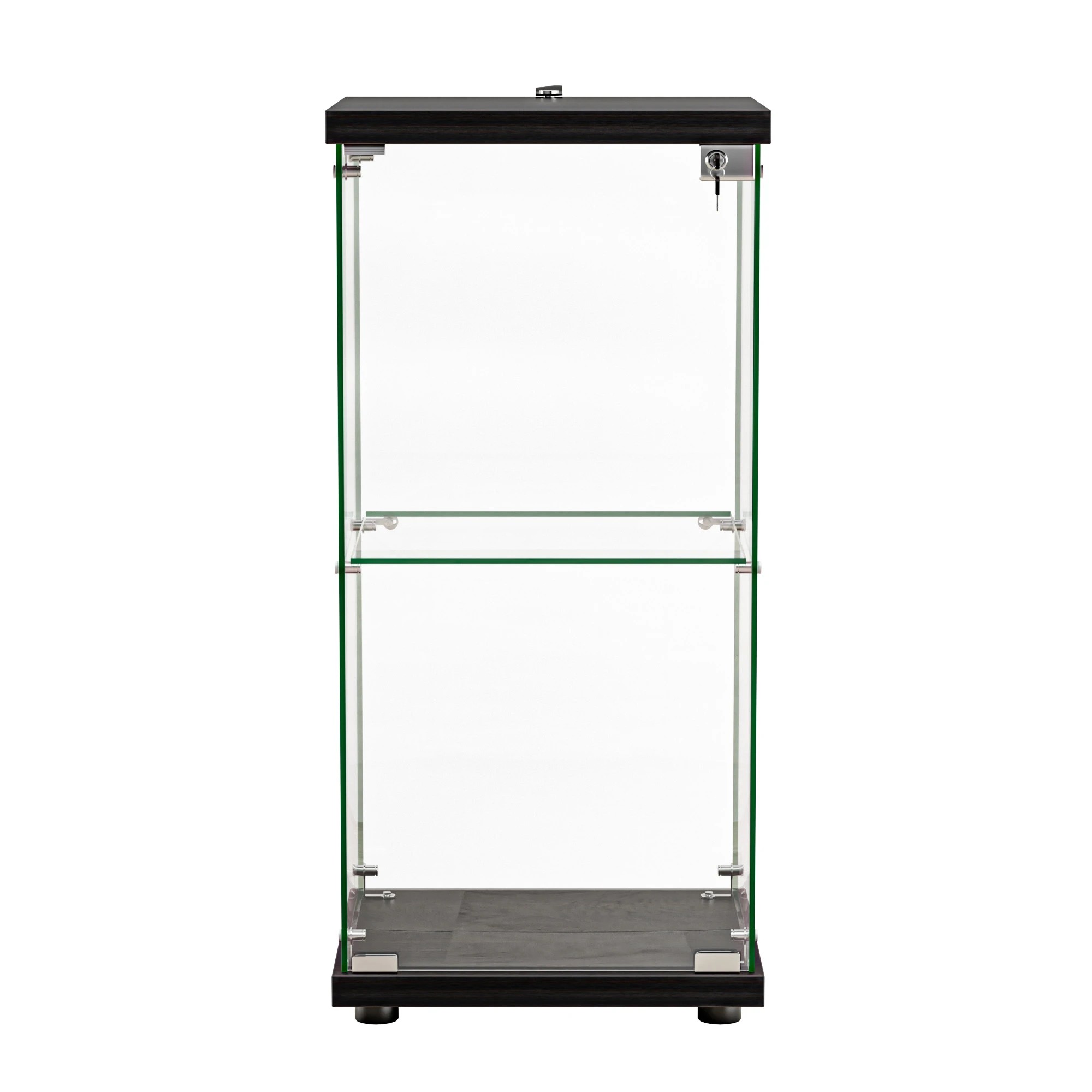 2 Stacked Display Cabinet 2-Tier Glass Door - Black, 2 of 9