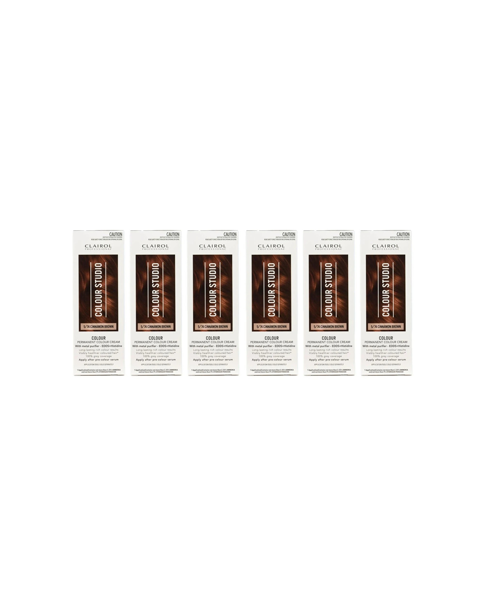 1 Clairol 6PK Professional Permanent Hair Colour 5/74 Cinnamon Dye - Brown, 1 of 5