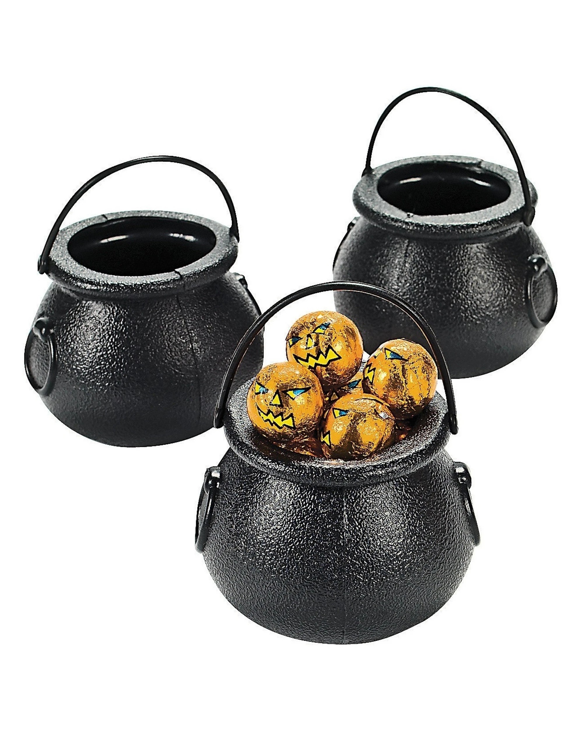 1 Partyrama Halloween Black Cauldron Favour Containers Pack of 12, 1 of 1