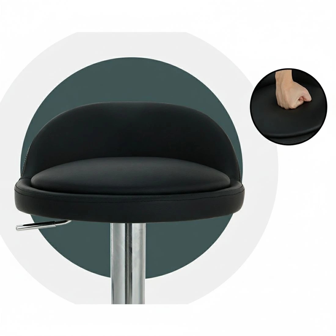 3 Artiss 4x Bar Stools PU Leather Gas Lift - Black, 3 of 6