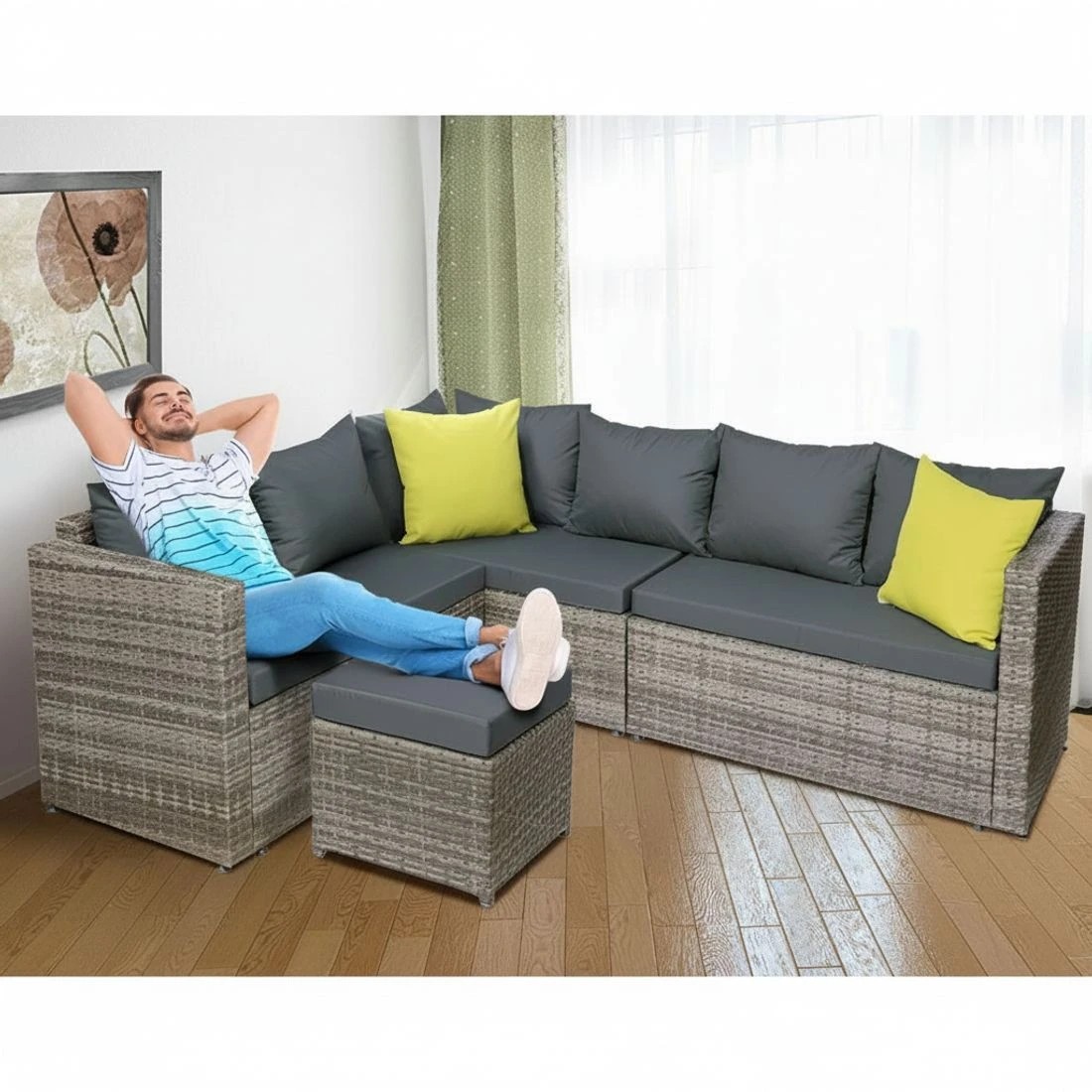 6 Gardeon Outdoor Dining Set Aluminum Table Chairs Wicker Setting Grey - Grey, 6 of 7