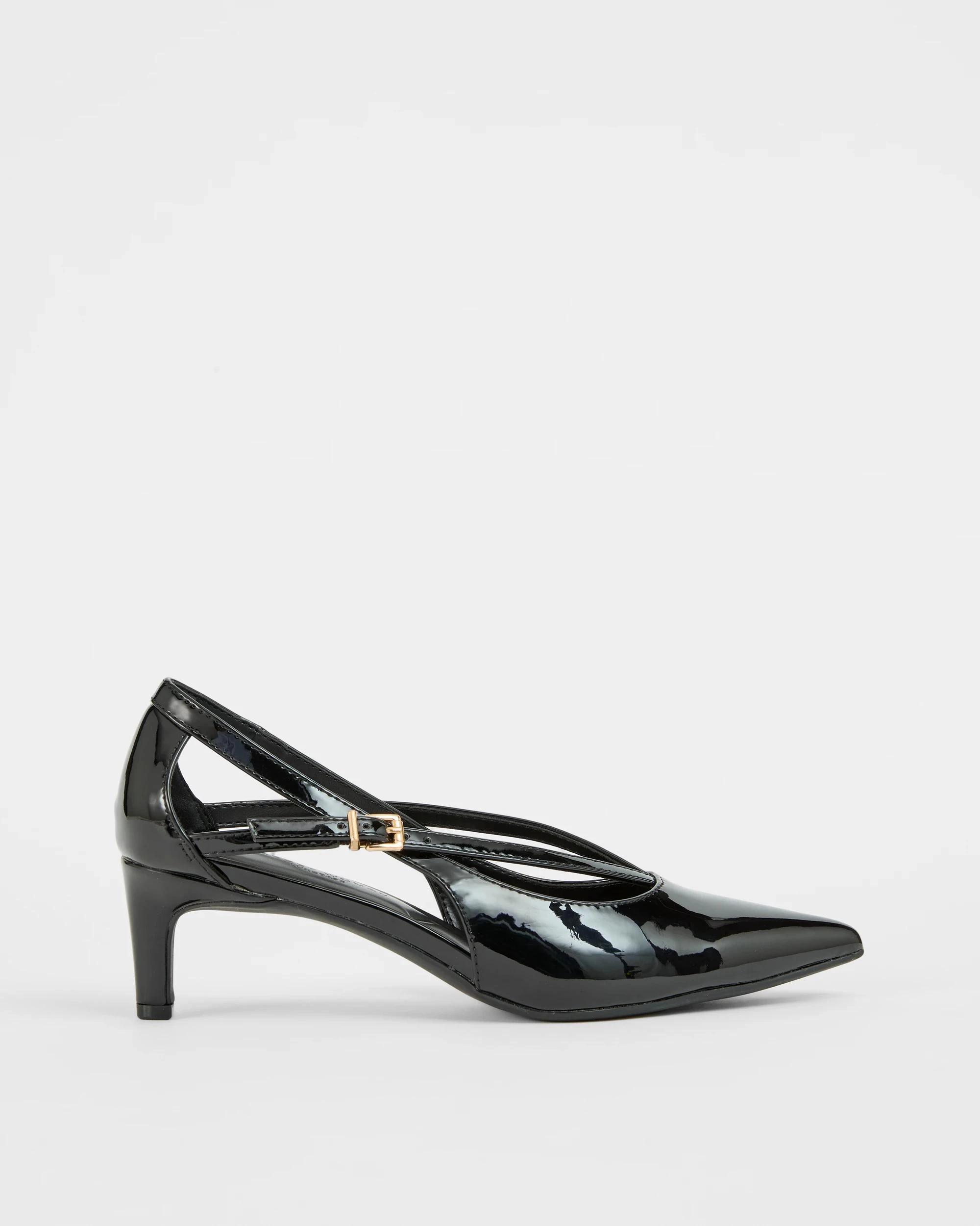 1 Target Woman Closed Back V-Shape Dress Heel PATENT BLACK, 1 of 3