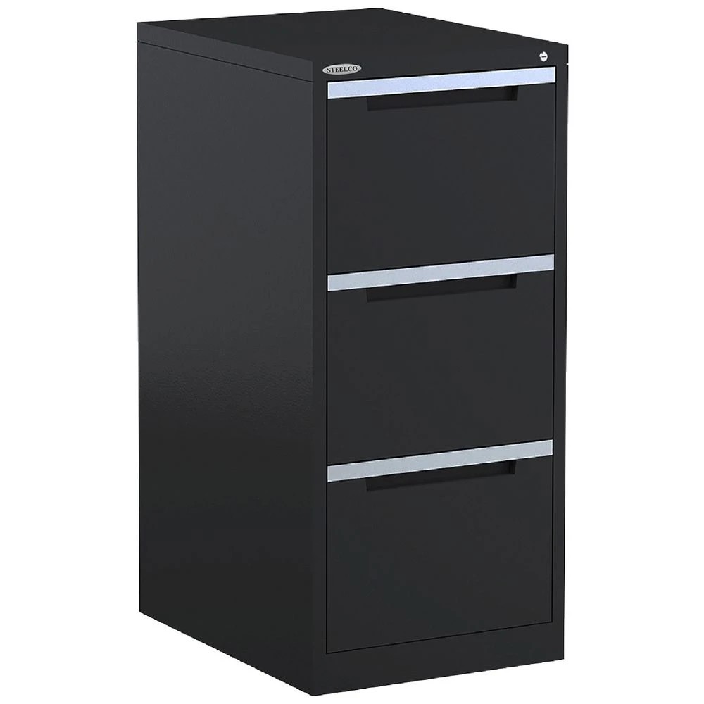 1 Steelco 3 Drawer Vertical Filing Cabinet Satin Black Cabinets Filing Drawer Cabinets, 1 of 1