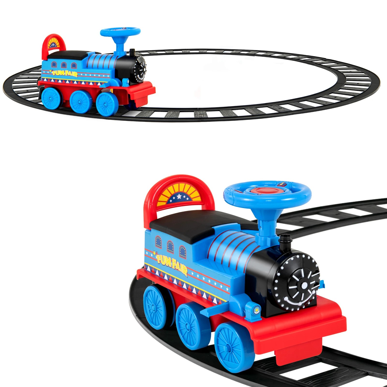 1 Costway Ride On Car Motorized Train Electric Toy Train - Blue, 1 of 1