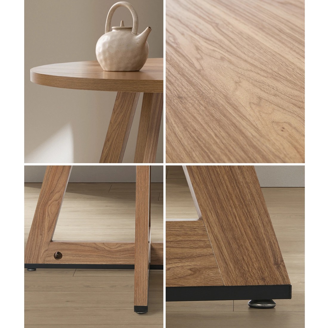 4 Oikiture 120cm Round Dining Table Wooden Kitchen Furniture - Natural, 4 of 9