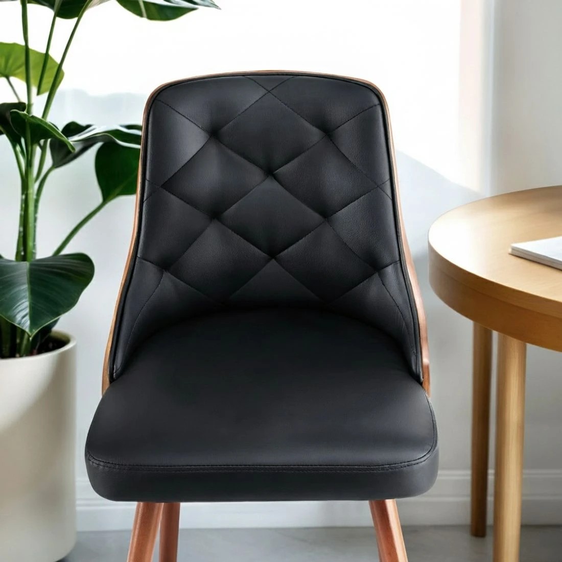 5 1 Set of 4 Artiss Dining Chairs  PU - Black, 5 of 6