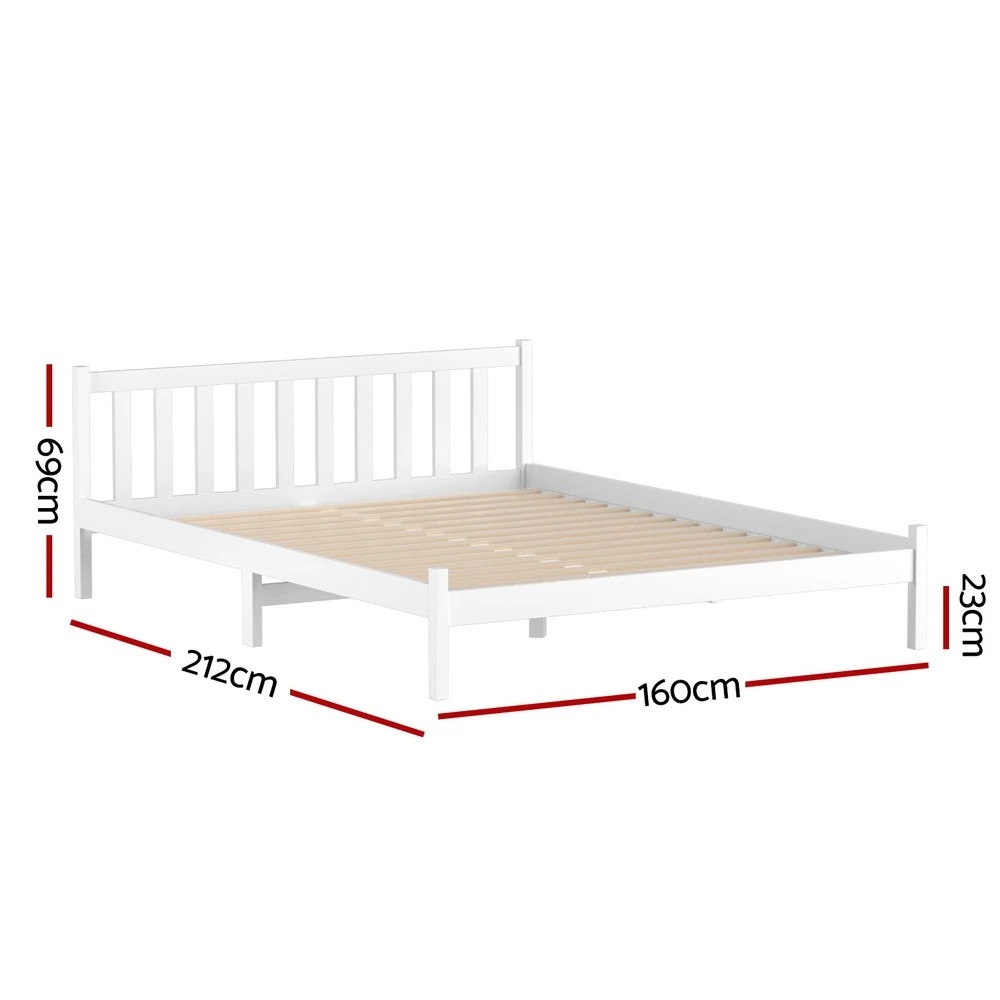 2 Artiss Bed Frame Queen Size Wooden  SOFIE - White, 2 of 10