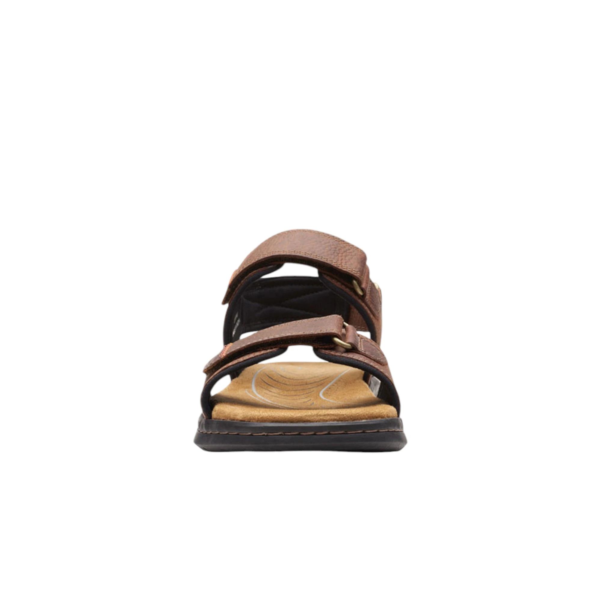 5 Clarks Mens Hapsford Creek Shoes Tumbled Leather Sandals DARK BROWN, 5 of 7