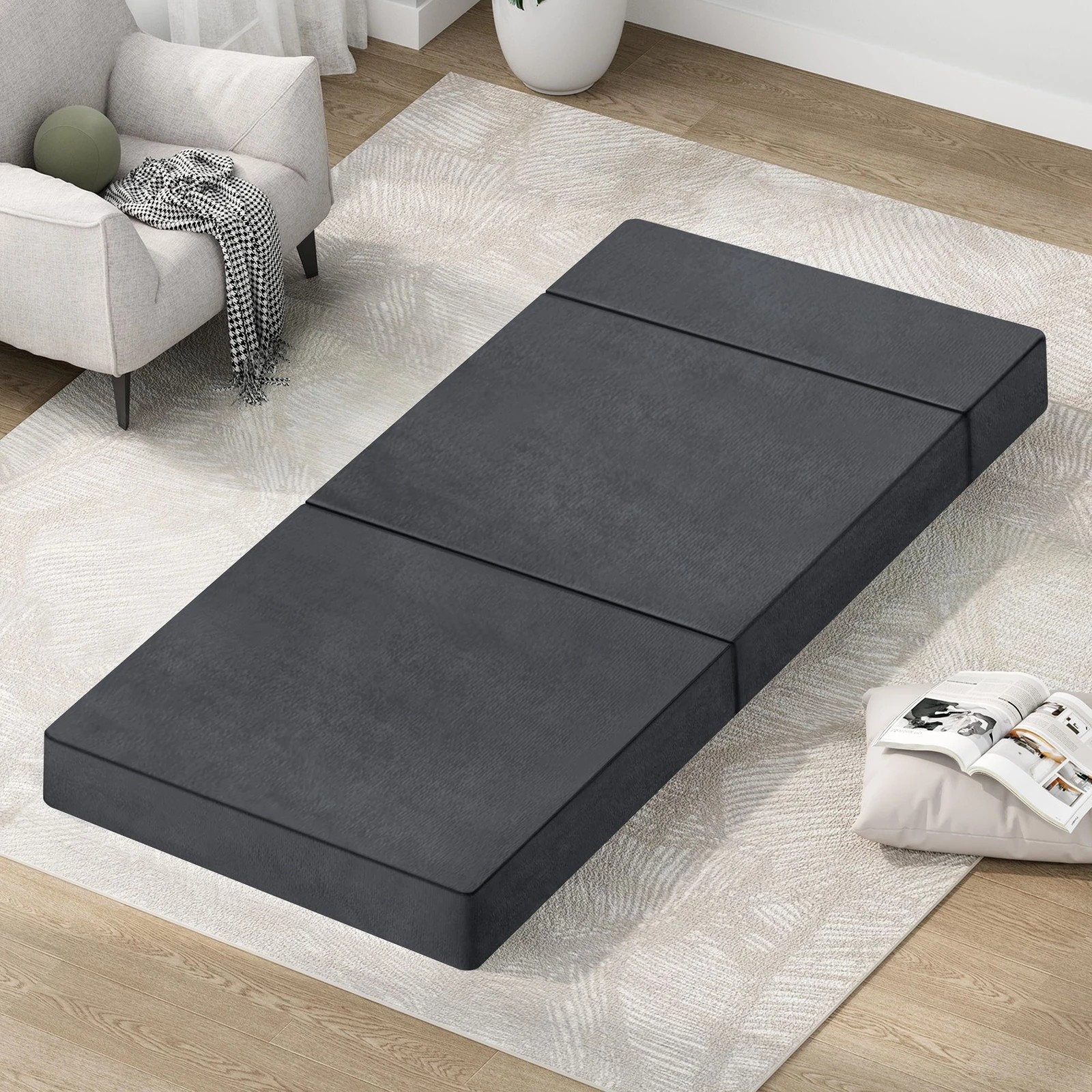 3 Starry Eucalypt Foldable Mattress Folding Foam Portable 79x190CM - Grey, 3 of 4