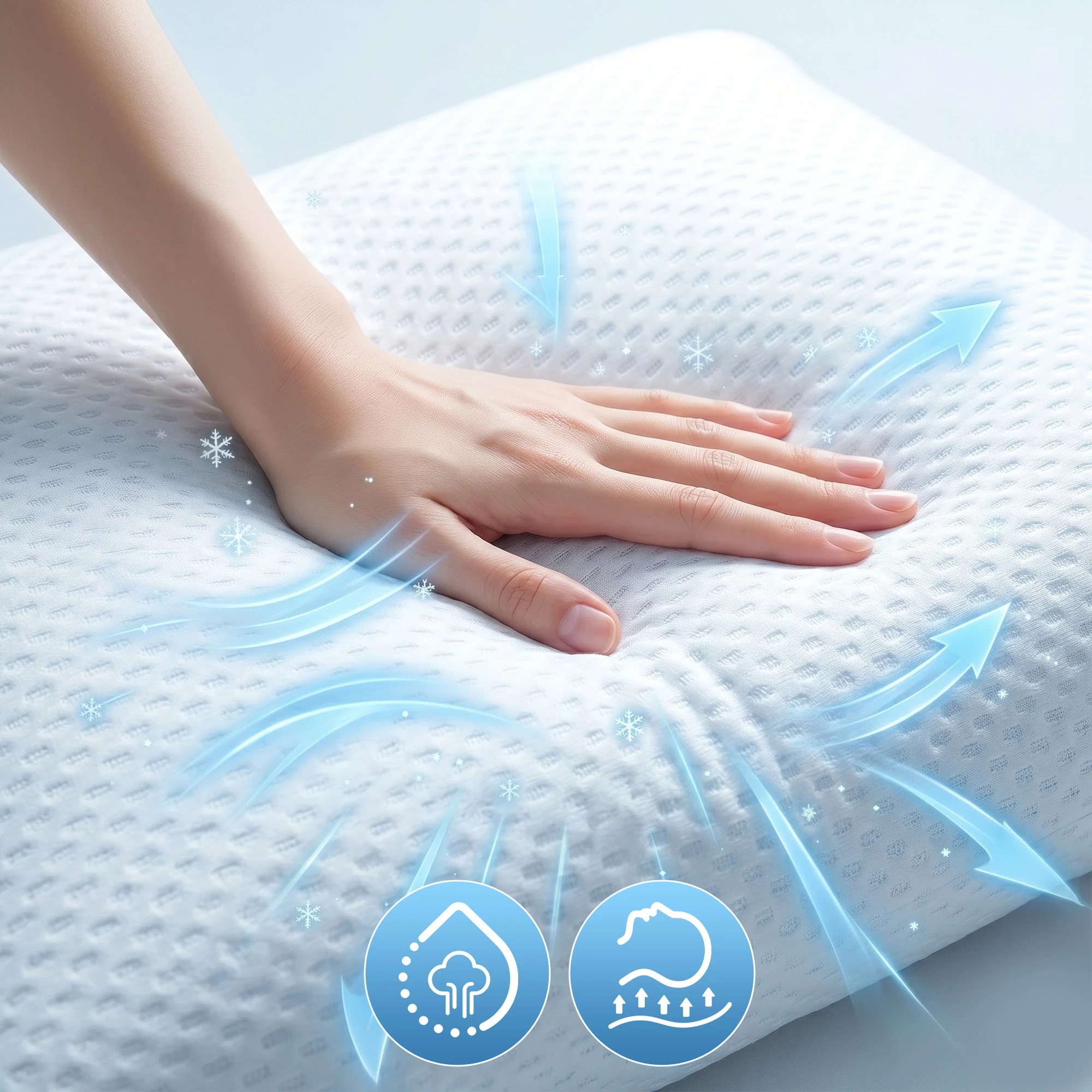 5 ROOMSENSE Cooling Memory Foam Pillow 2 Pack Anti-Flattening Bed Pillows - White, 5 of 8