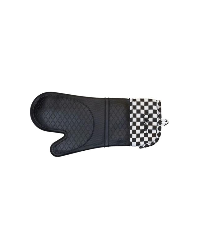 Cuisena Silicone and Fabric Oven Glove, Black Check Pattern - B