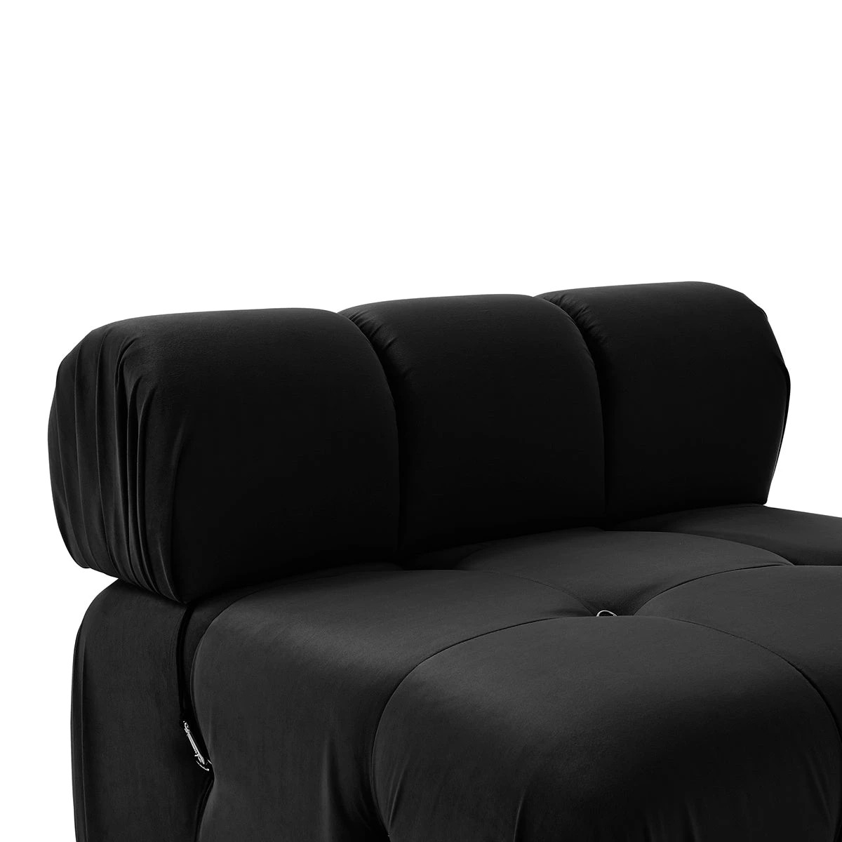 8 Foret 6 Seater Sofa Modular Arm Ottoman Tufted Velvet Lounge Couch Chaise Black, 8 of 9