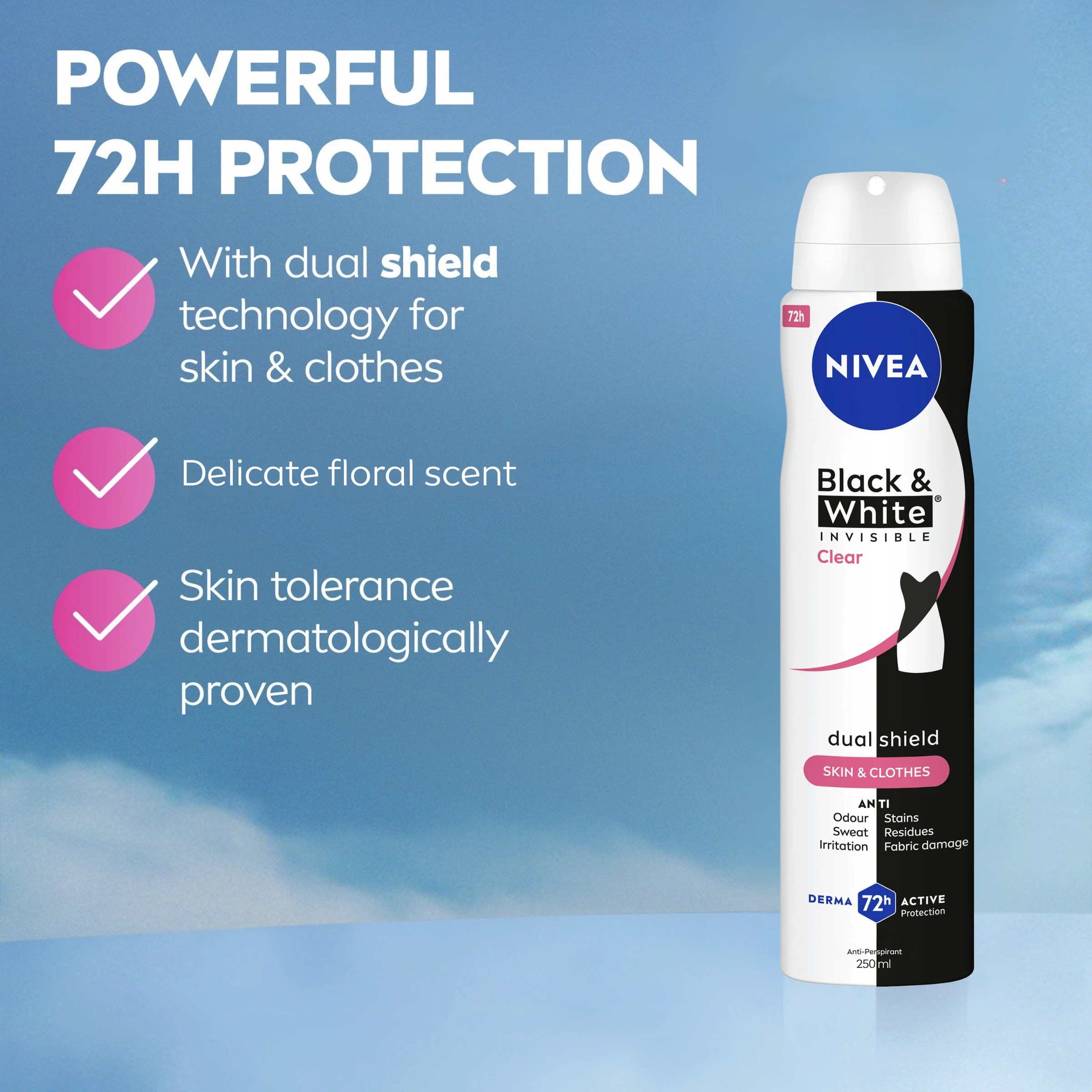 6 Nivea Black & White Invisible Clear Anti-Perspirant Aerosol Deodorant 250ml, 6 of 8