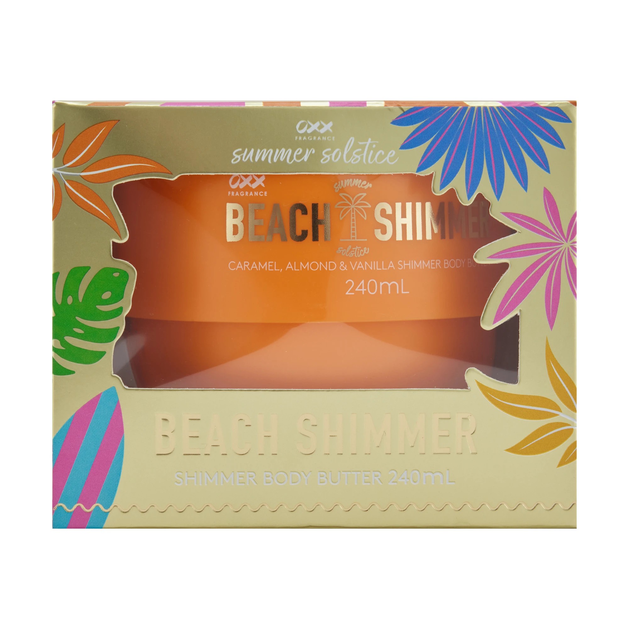 1 OXX Fragrance Beach Shimmer Summer Solstice Body Butter 240ml - Caramel, Almond and Vanilla, 1 of 7