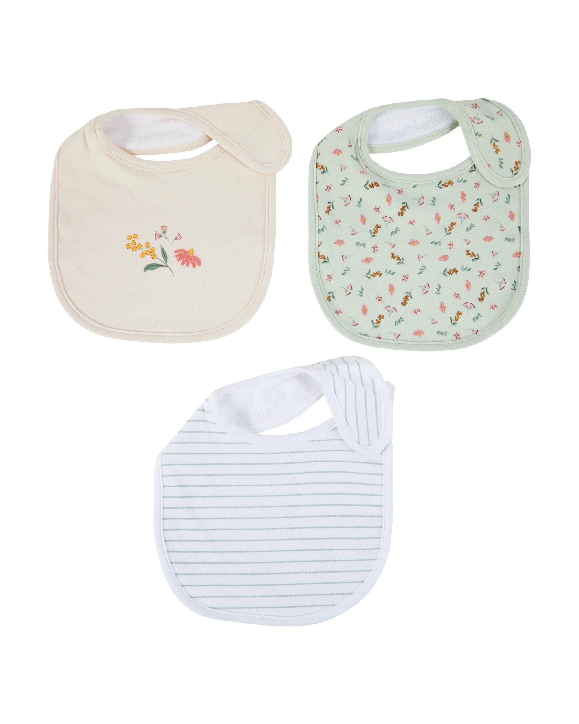 1 3 Pack Organic Cotton Bibs - Flora, 1 of 5