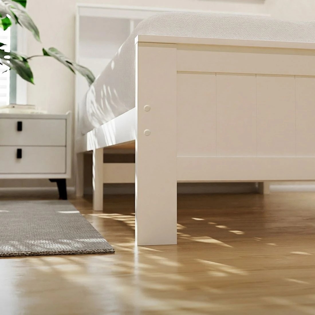 5 Artiss Bed Frame King Single Size Wooden with 2 Storage Drawers - White, 5 of 8